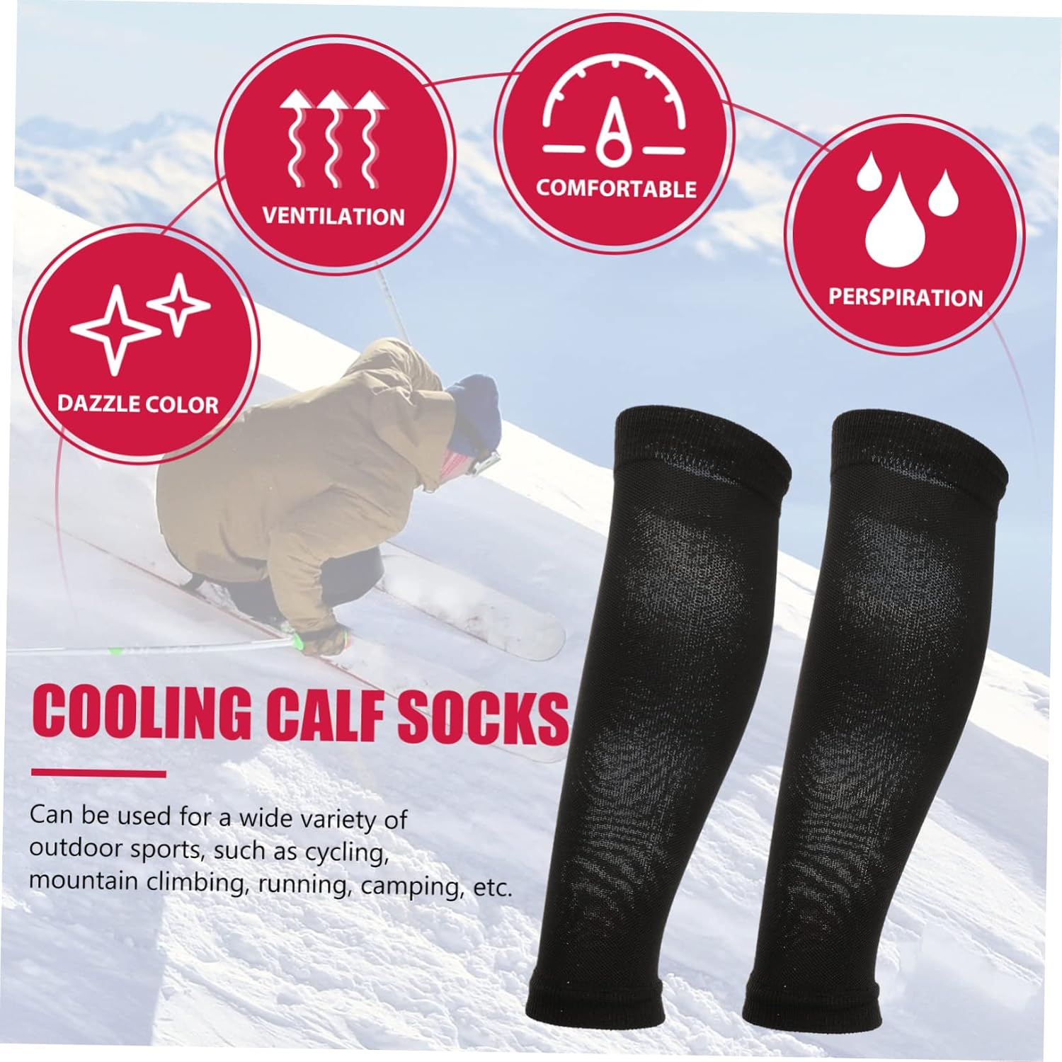 Cooling Calf Compression Sleeves for Men and Women Skin-friendly Summer Calf Covers for Running Basketball Cycling Black Breathable Elastic Design for Comfort and Injury Prevention