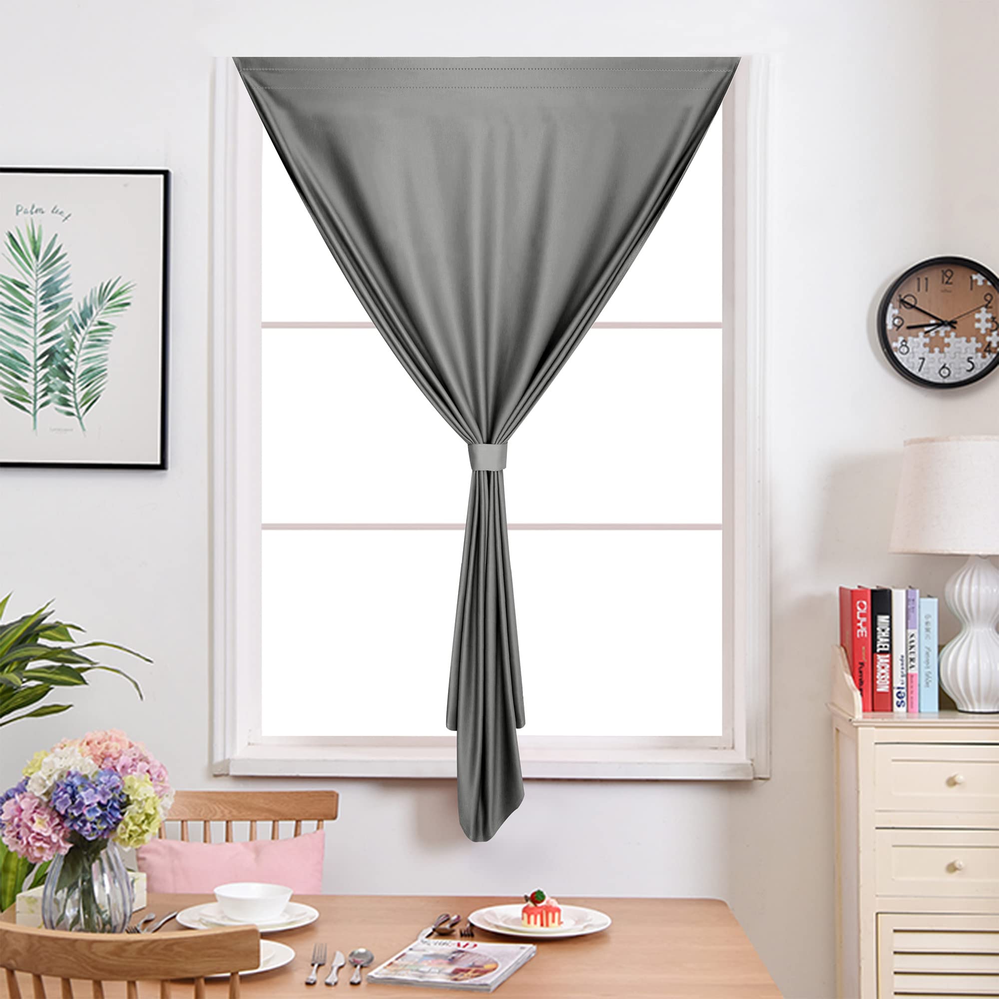 Muamar Tende oscuranti in velcro, 2 pannelli (grigio, 73,7 cm di larghezza x 114,3 cm di lunghezza), senza aste, facili da installare per finestra, camera da letto, cucina, porta del bagno, armadio