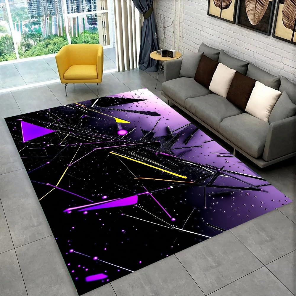 Tapis gaming bleu violet 3D : l'illusion optique flanelle pour ado