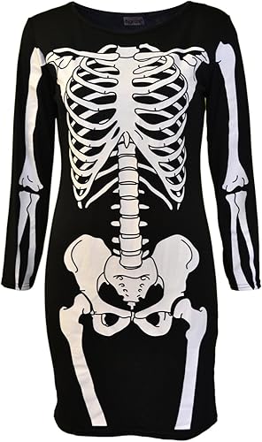 NOROZE - Vestido de Halloween para mujer, diseño de esqueleto
