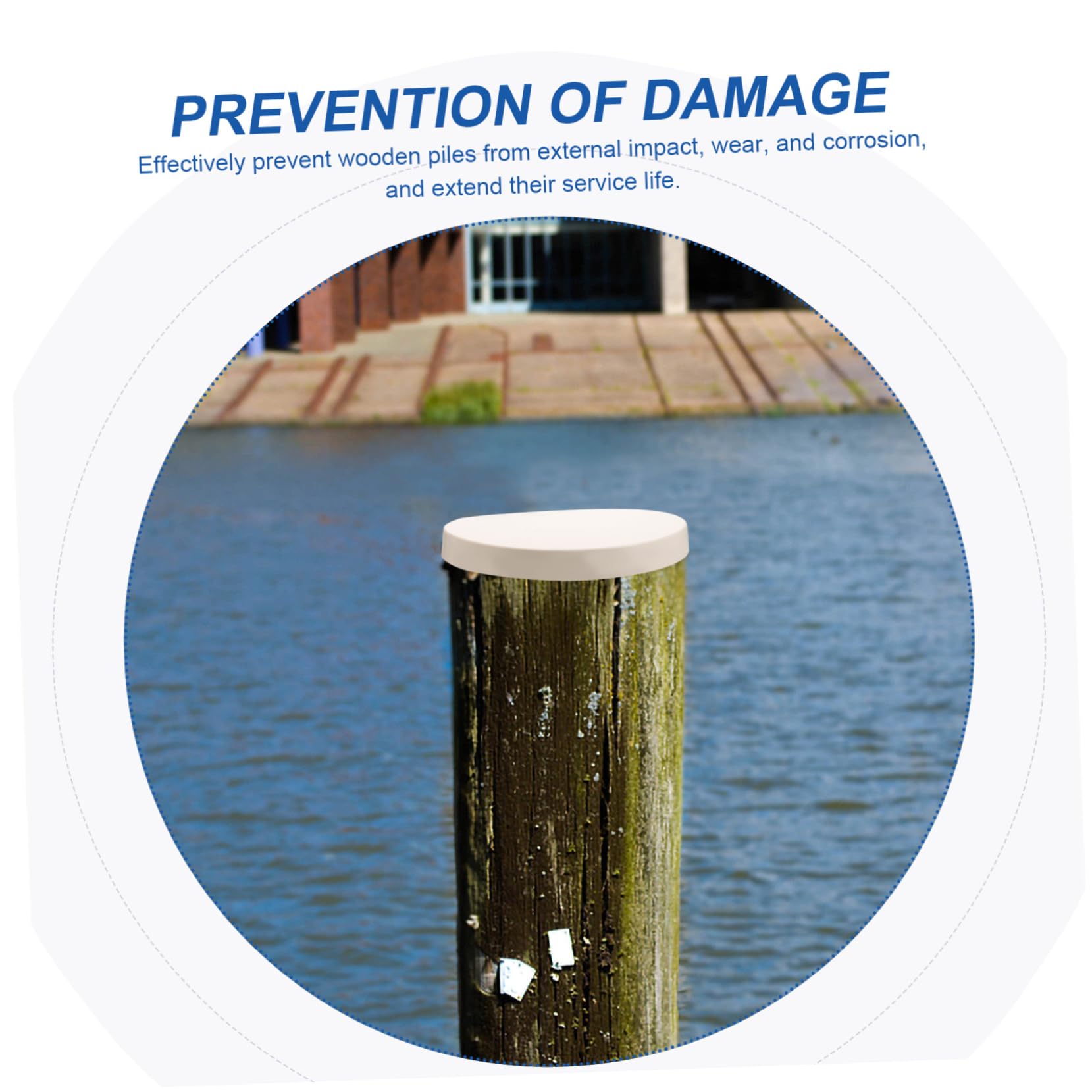 BESPORTBLE Deck Post Cover Protection 5pcs PVC Piling Caps for Docks Marine Dock Piling Caps Sturdy Durable