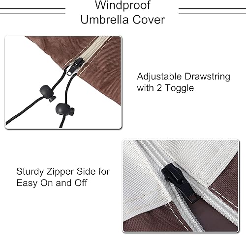 Miniatura 3 de Funda impermeable para sombrilla de 7 a 10 pies, resistente al agua, 600D, Oxford, para sombrillas de jardín al aire libre, cubierta de sombrilla