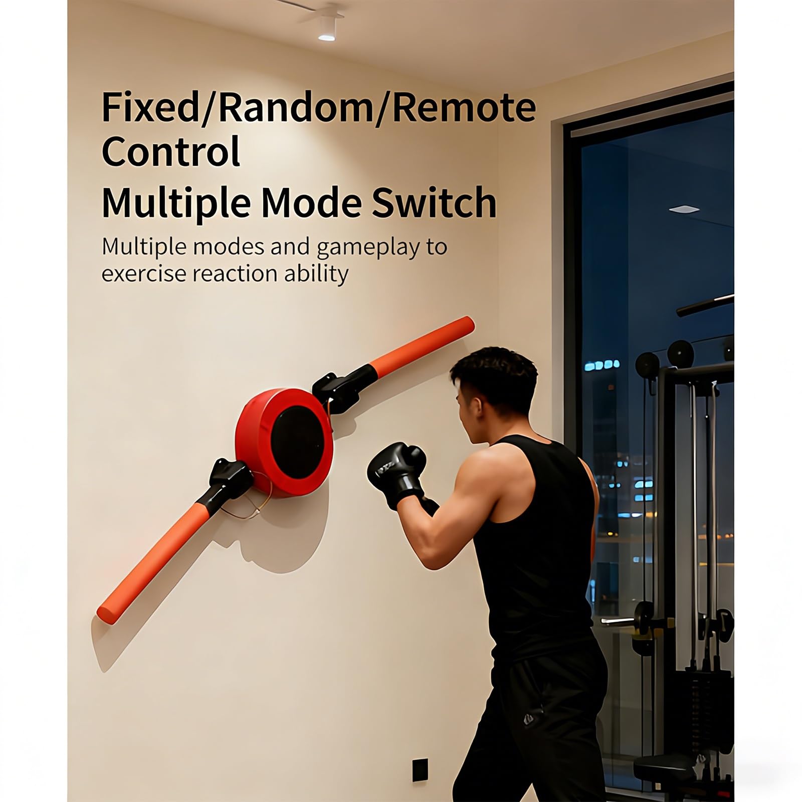 Appareil d'entraînement cible de boxe, Smart Punching Pad avec télécommande, 4000mAh, montage mural, angle réglable/hauteur, plusieurs modes, pour salle de sport à domicile