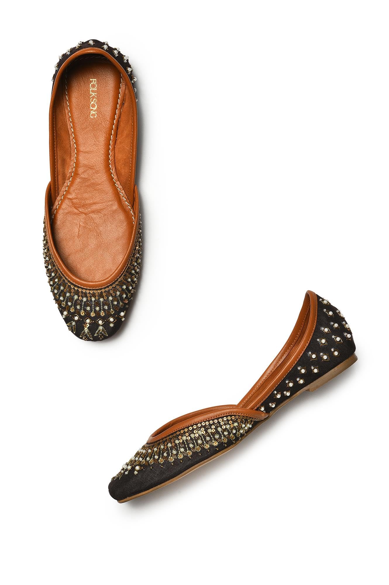 w for woman Folksong Embroidered Brown Square Flat-picture-12