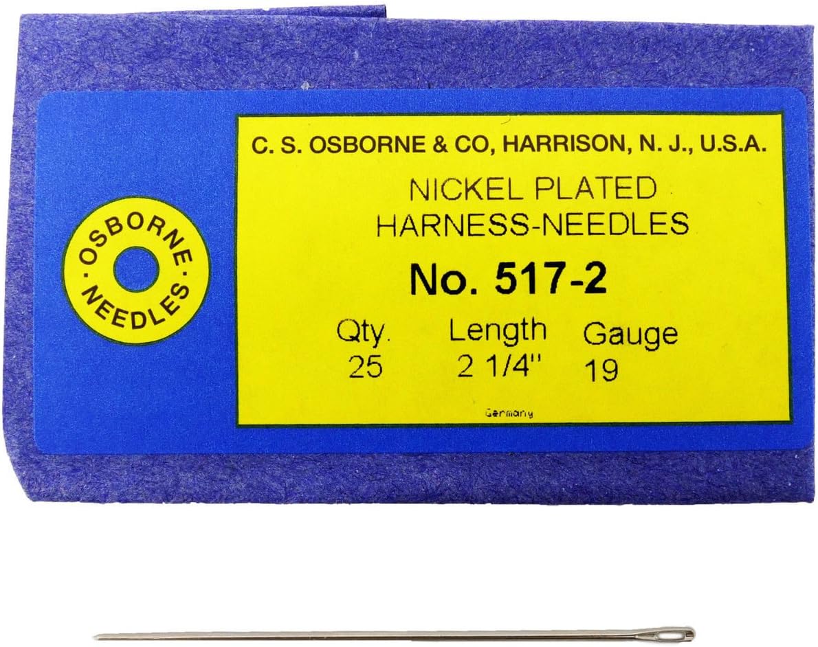 C.S. Osborne Pack of 25 Harness Needles #517 (517-2) Size 2 Made in USA