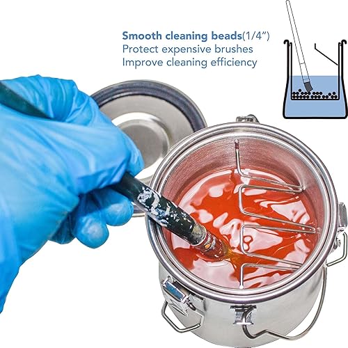 Miniatura 3 de CUGEBANNA Arandela de pincel, limpiador hermético de cepillo de acero inoxidable para pintura al óleo acrílico, arandela de cepillo con cuentas de