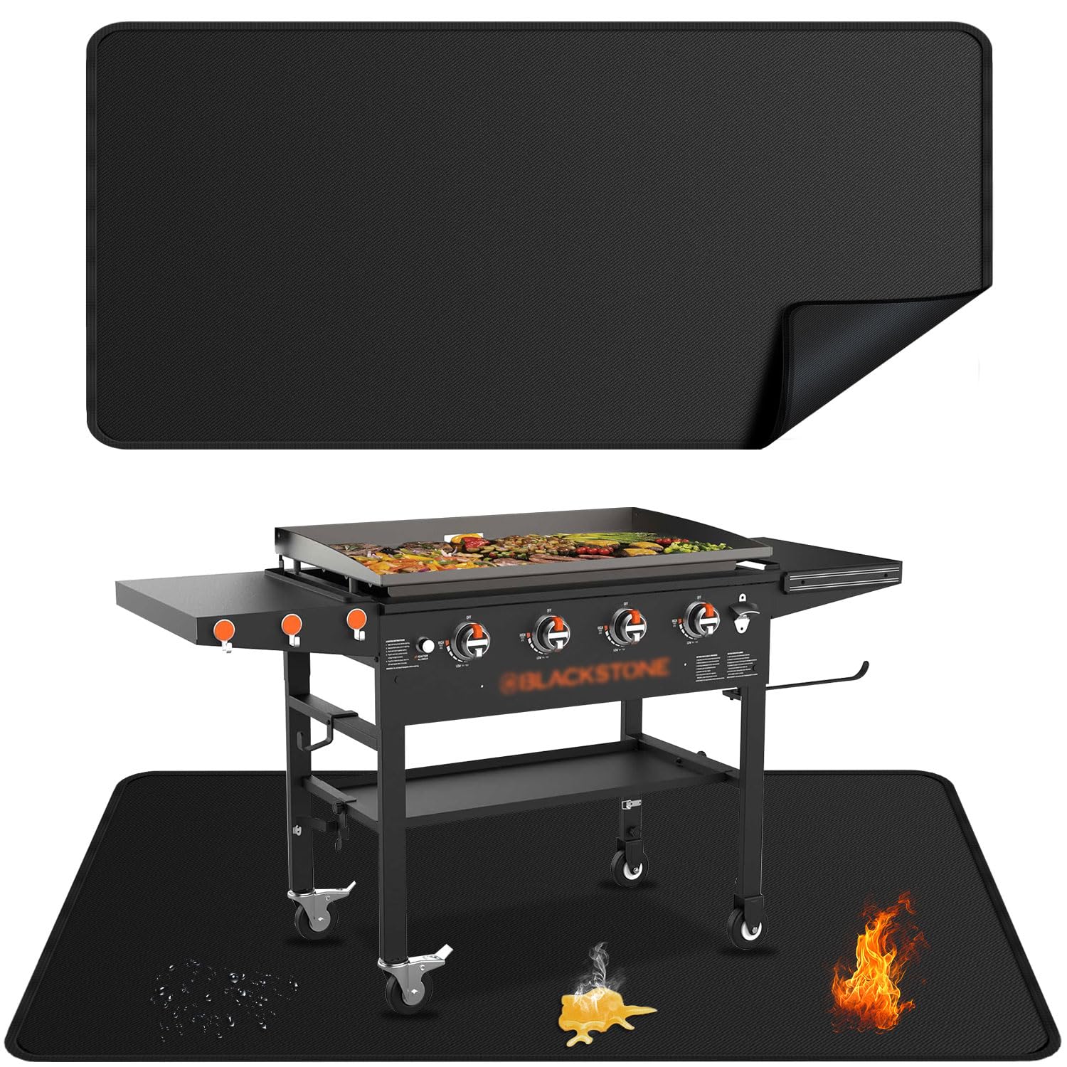 79x39 inches Large Under Grill Mats for Blackstone, Double-Sided Fireproof Outdoor Grill Protective Mat, Oilproof Waterproof BBQ Fire Pit Fireplace Mat
