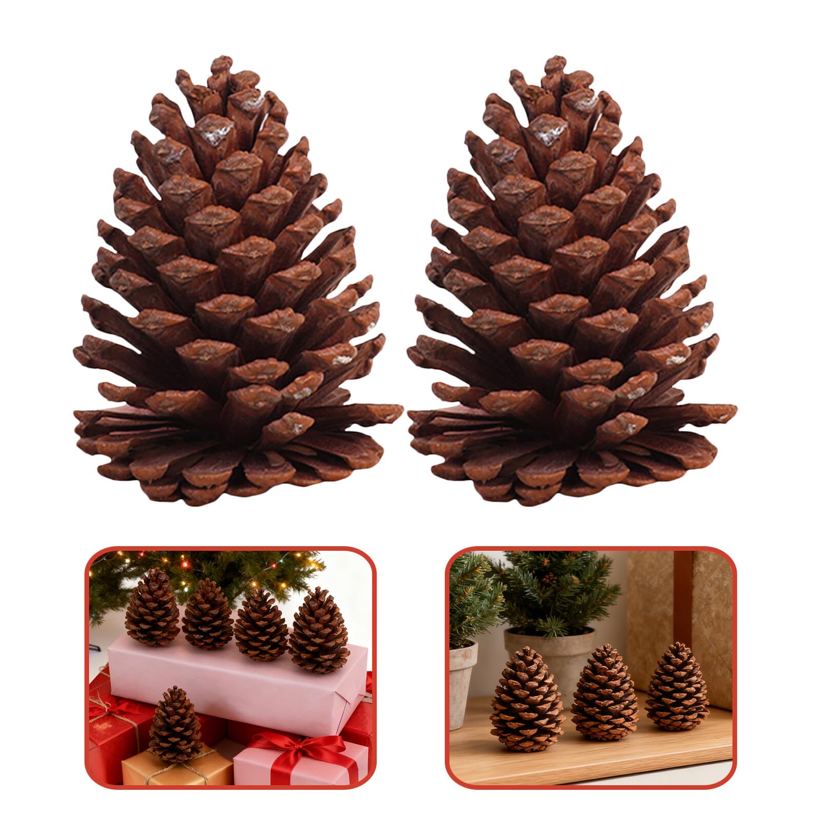 6 Stück Tannenzapfen Gross aus Synthetischem Material Braun als Weihnachtsdekoration und Foto Requisiten für Wohnzimmer und Festliche Dekoration