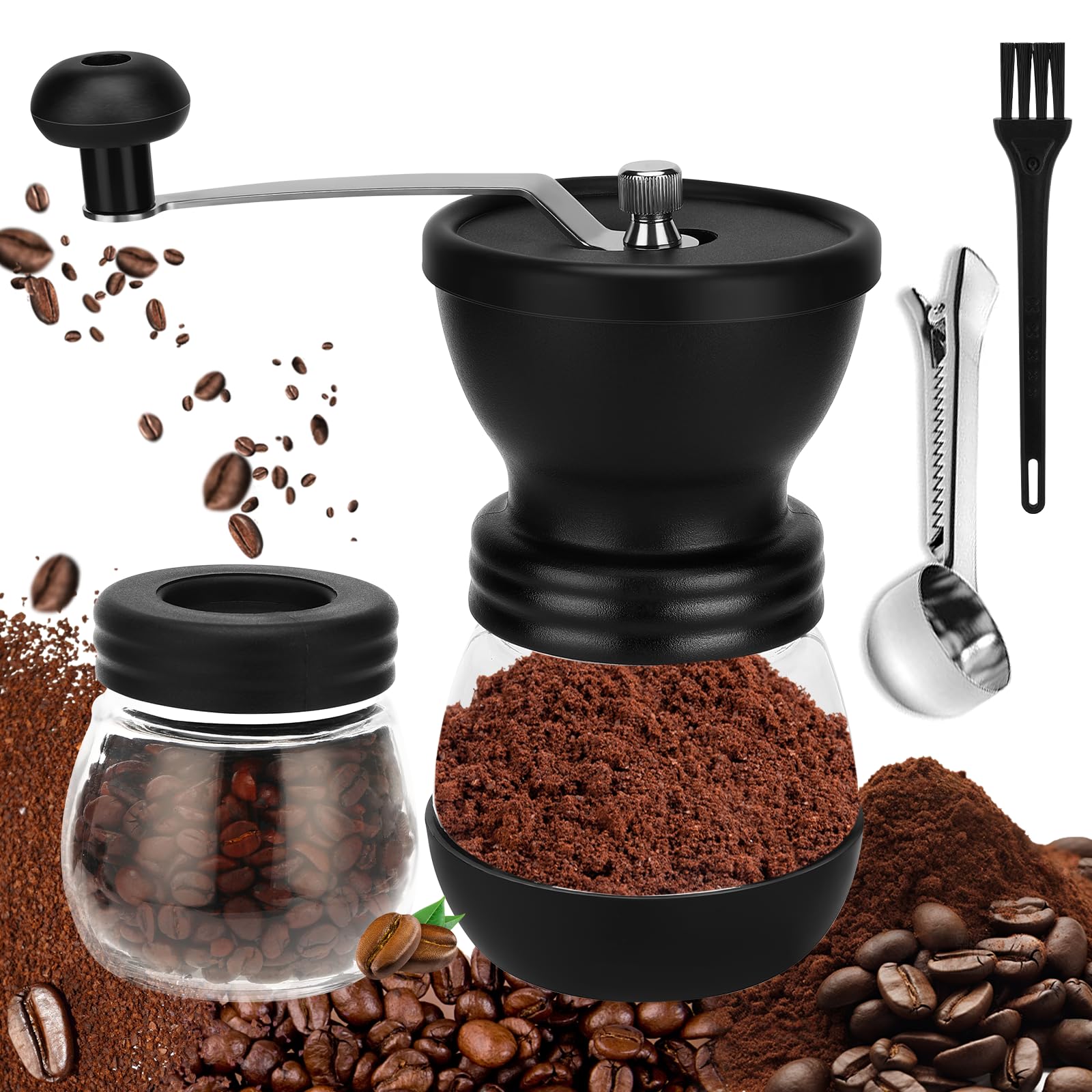 Macinacaffè Manuale Portatile Macina Caffè Manuale Maniglia In Acciaio Inossidabile Macinino Manuale Viene Fornito Con Due Barattoli Di Vetro Per Conservare Il Caffè