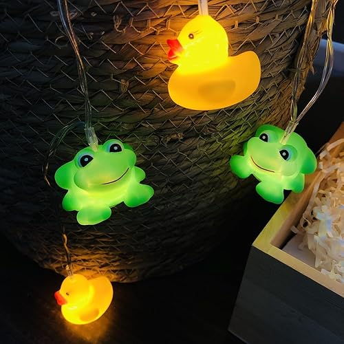 Miniatura 3 de Guirnalda de 20 luces LED con forma de rana de pato de 9.8 ft para Navidad, hogar, fiesta, niños, dormitorio, decoración de cumpleaños (alimentado