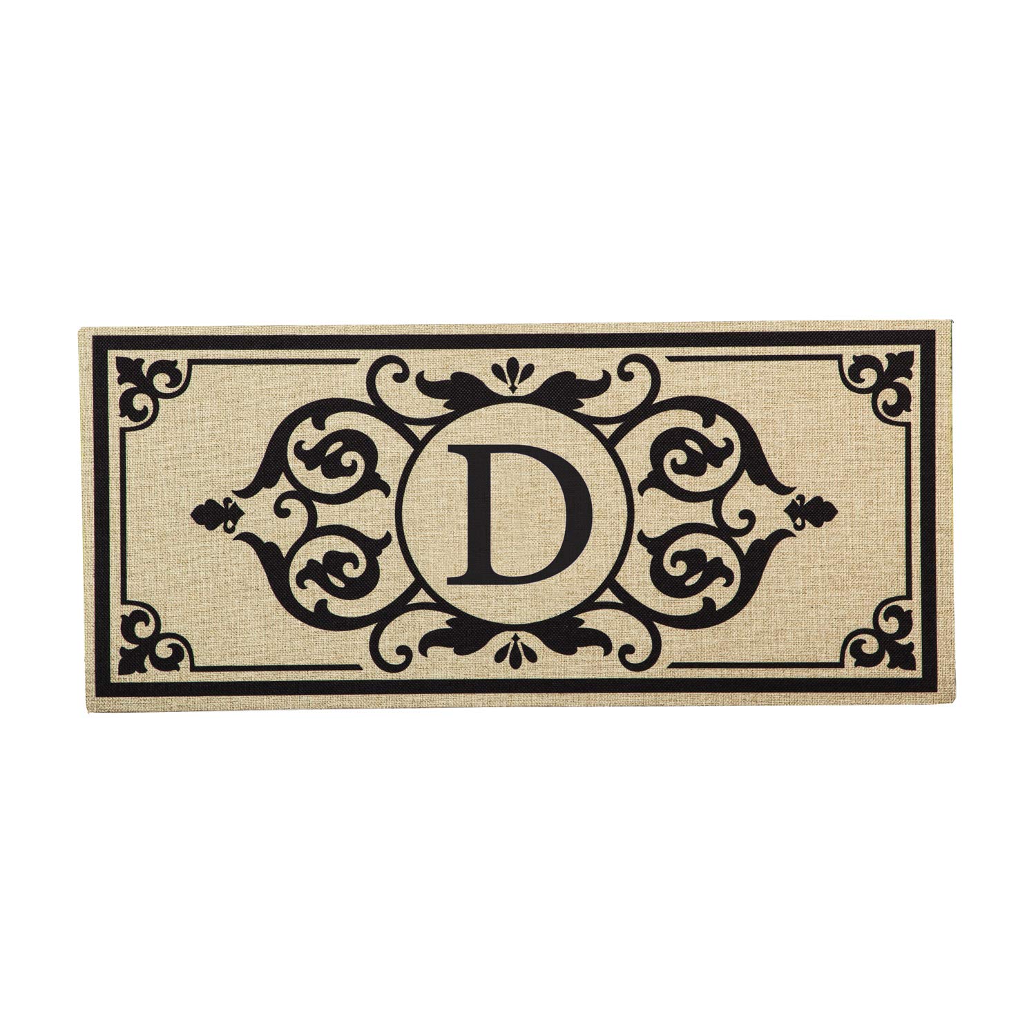 Evergreen Sassafras Monogram D Interchangeable Entrance Doormat | Indoor and Outdoor | 22-inches x 10-inches | Non-Slip Backing | All-Season | Low Profile | Home Décor