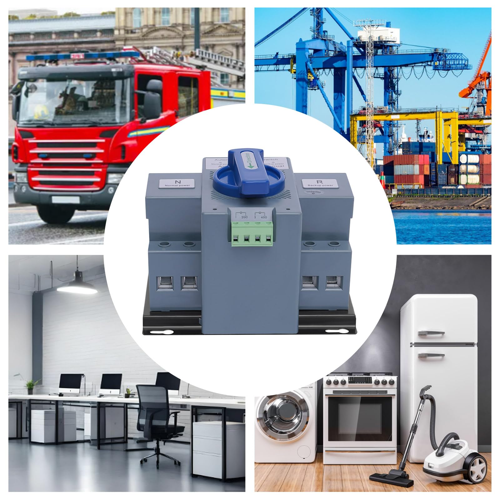 MINRS Interruttore di trasferimento automatico Dual Power 2P 63A AC 220V Corrente di emergenza Commutatore automatico per elettricità domestica, ospedali, hotel, centri commerciali e banche