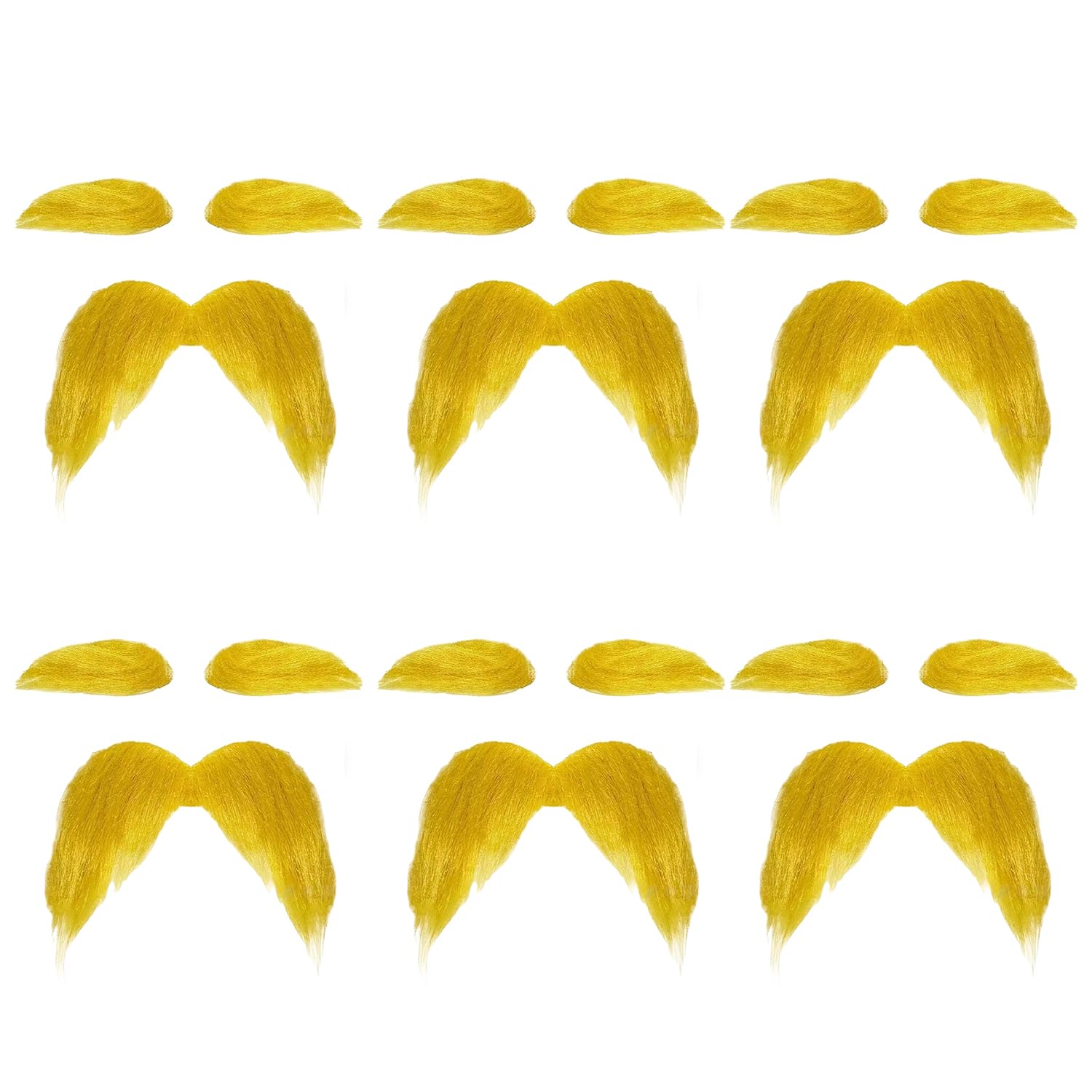 Lezevn 6 Set Yellow Mustache and Eyebrows Fake Beard Eyebrows Novelty Role Disguise Accessories Funny Party Favors Men Women