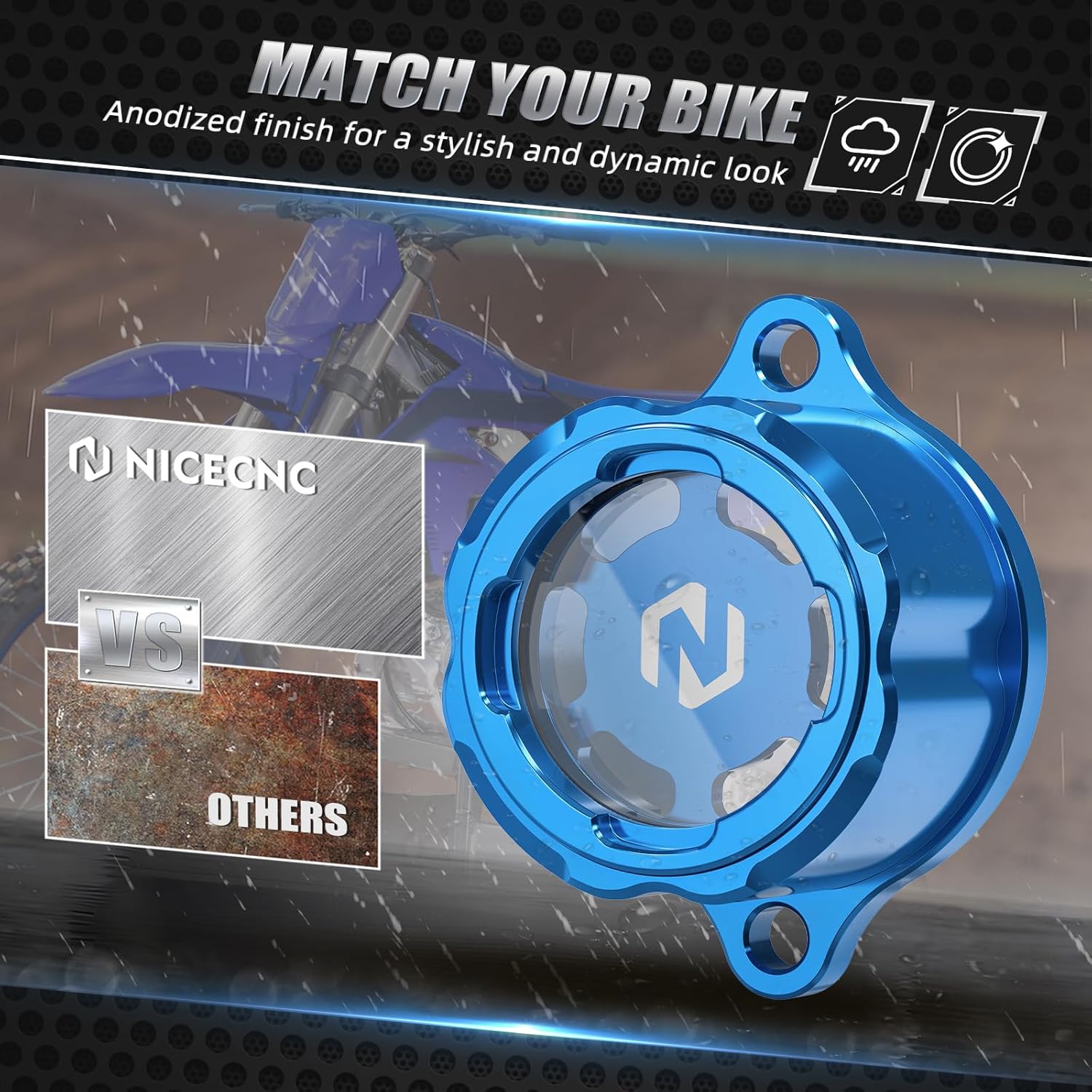 NICECNC Blue Engine Oil filtrar Cap Cover BHR-13447-00-00 Compatible with Yamaha YZ450F 2023-2024 YZ450FX 2024 WR450F 2024,See Fitment