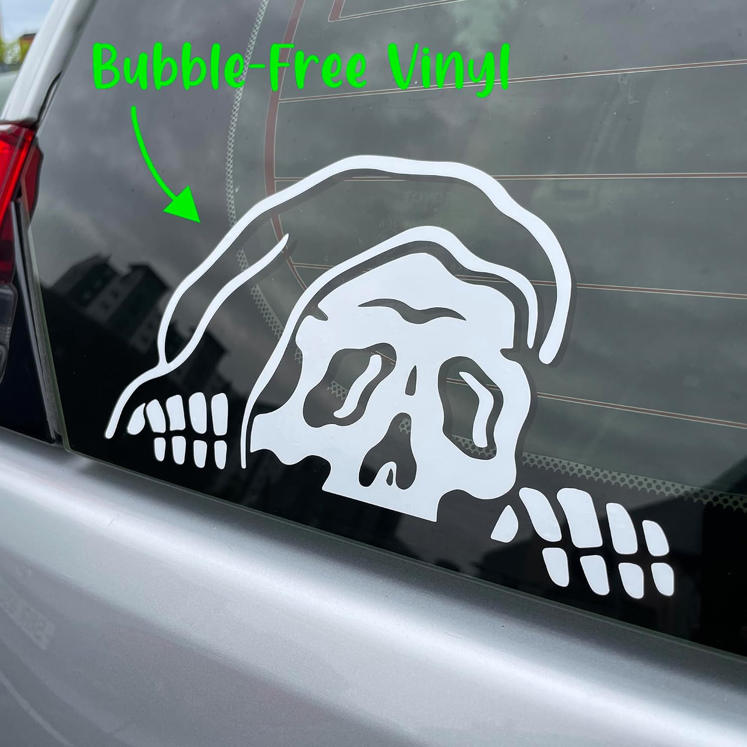 GRITKULTURE Sketchy Tank Skeleton Vinyl Decal Sticker, Vinyl Sticker for Car, Truck, and Van, Use for Laptop, Waterproof Decal for Water Bottle (White)
