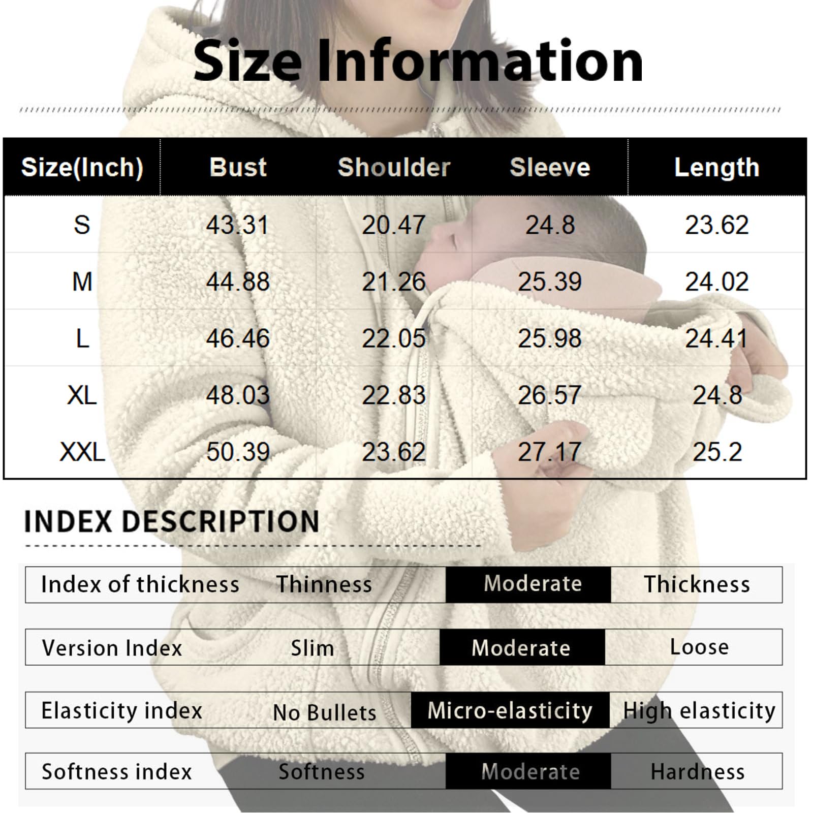 Tragejacke Teddyfleece Umstandsjacke Trageeinsatz Jacke Warm Flauschig