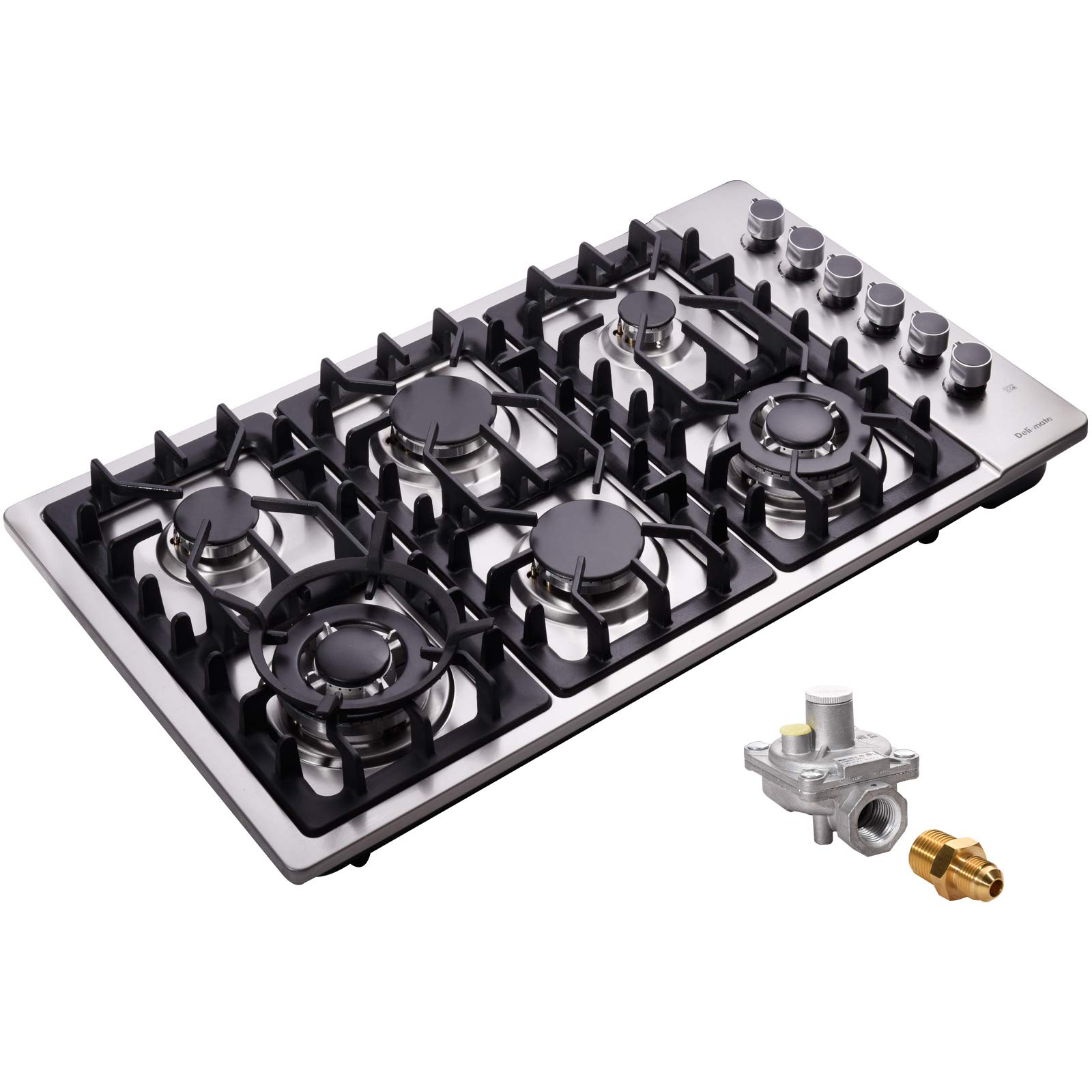 Buy 34" Cooktop Dual Fuel 6 Sealed Burners Stovetop Stainless Steel