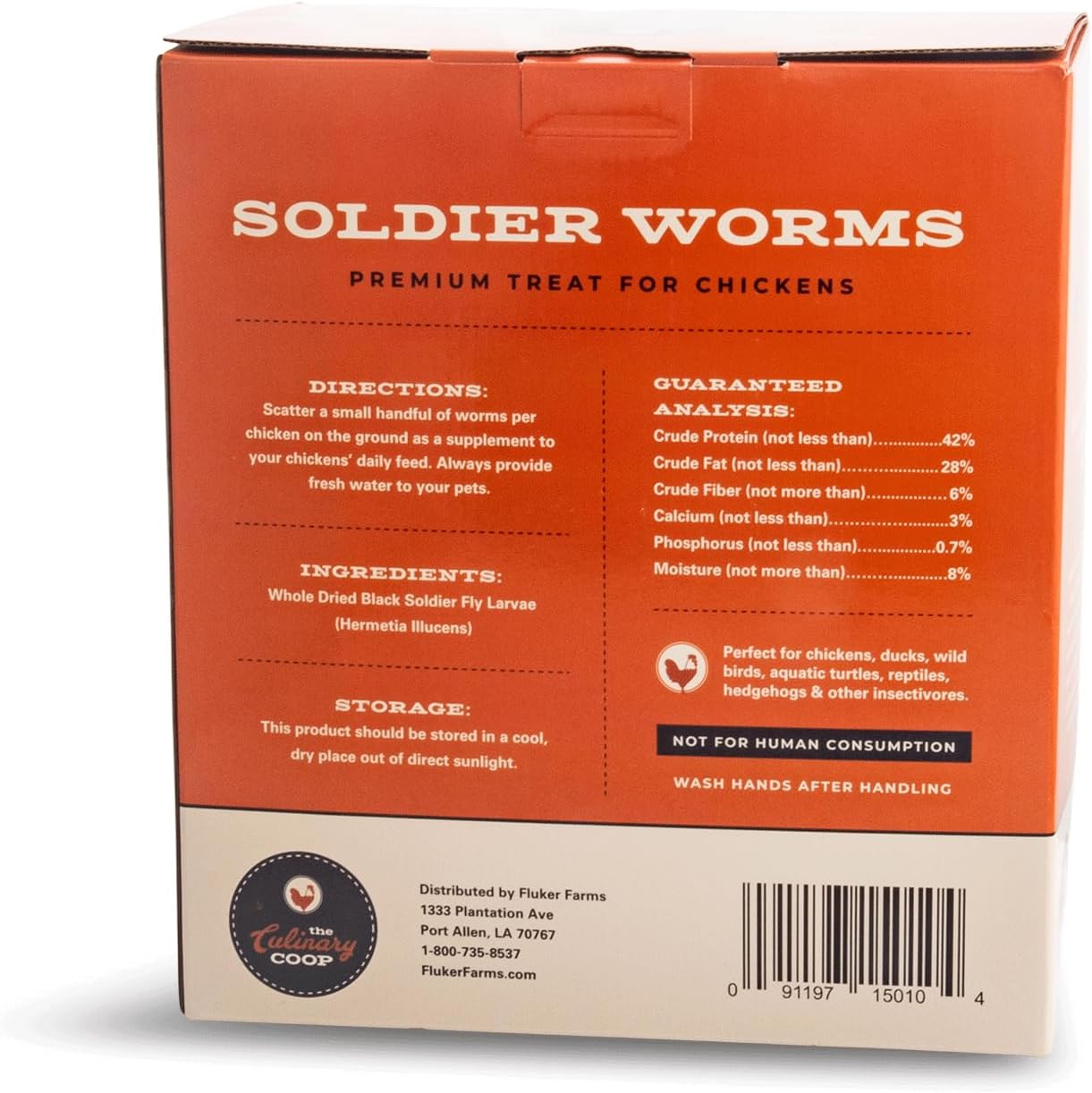 Fluker's Culinary Coop Bulk Dried Soldierworms, Premium Organic Dried Soldierworms for Chickens-High Protein & Omega3 Chicken Feed for Wild Birds, Reptile,& Chicken Treats for Laying Hens, 5lbs