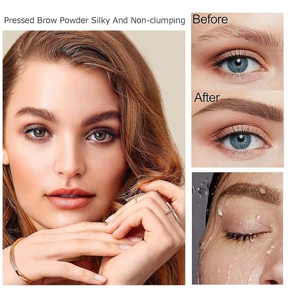 Eyebrow Powder Palette,3-color eyebrow palette Nature Eye Brow Powder to Enhance & Filler Brows Contour Eyebrow Neutral Eye Makeup 104#Peach Brown