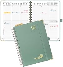 POPRUN 2025 2026 Week to View Diary 21 x 16.5 cm August 2025 to Dec 2026, Vertical School Planner 17 Months with Spiral Hardcover, with Bookmark Ruler, 80gsm Paper, Midnight Green