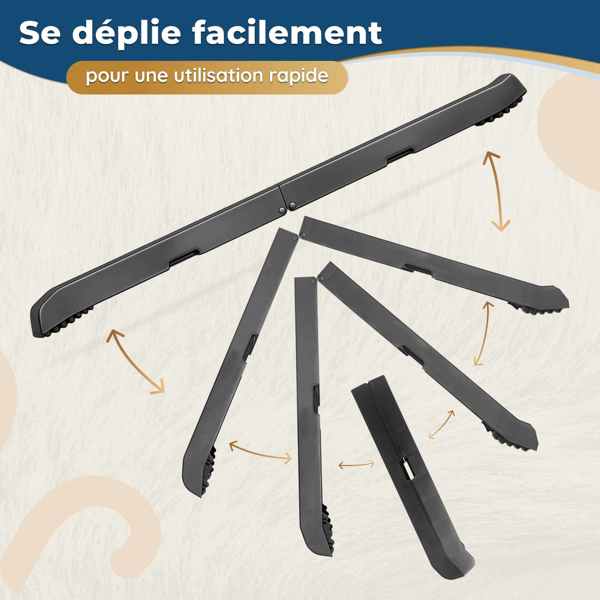 Rampe pour Chien Voiture Antidérapante Pliable 174 cm 38 cm 85 kg Noir