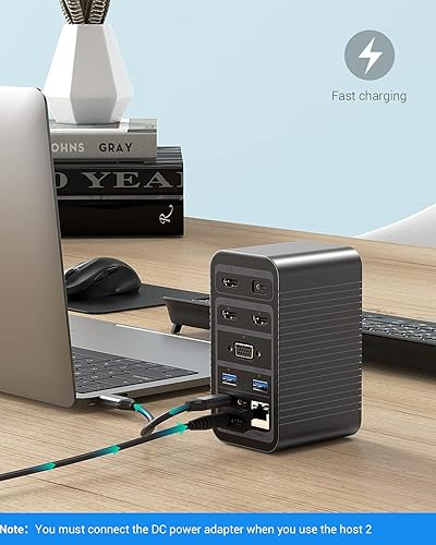 Miniatura 7 de Estación de acoplamiento USB-C 4K con pantalla cuádruple, estación de acoplamiento universal para MacBook y Windows (3 HDMI, VGA, Gigabit Ethernet,