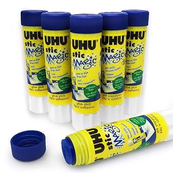 UHU Stic Magic Glue Stick Pack of 6 8.2g / 0.29 oz Solvent Free - 3000688
