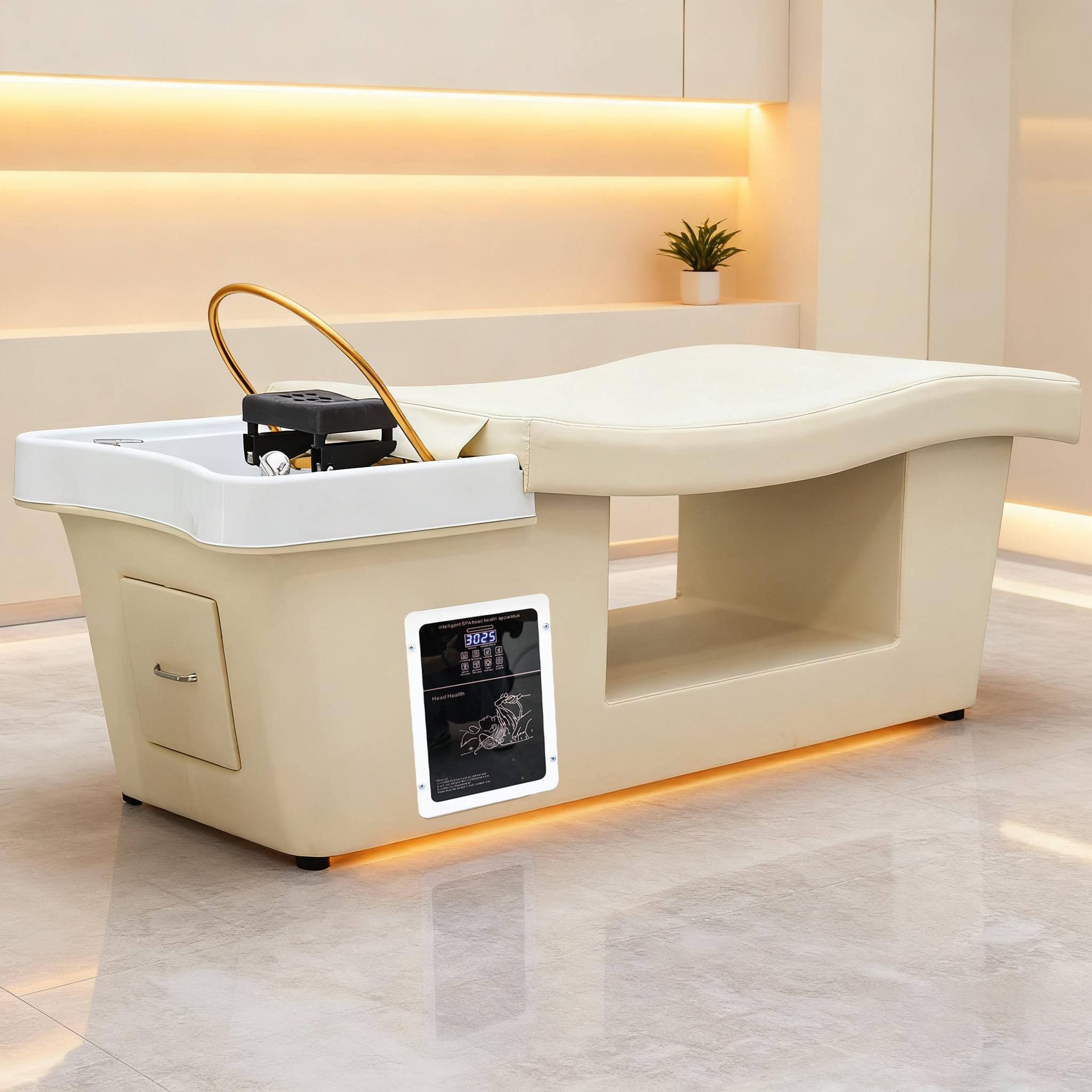 Lit de shampoing avec Machine à Vapeur pour Salons de beauté et spas