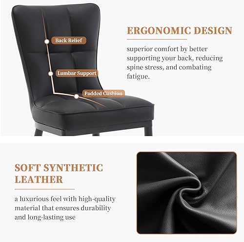 Miniatura 3 de Juego de 4 sillas de comedor modernas, cómodas sillas de comedor con asiento grueso, sillas de cocina tapizadas de piel sintética con patas de Pu