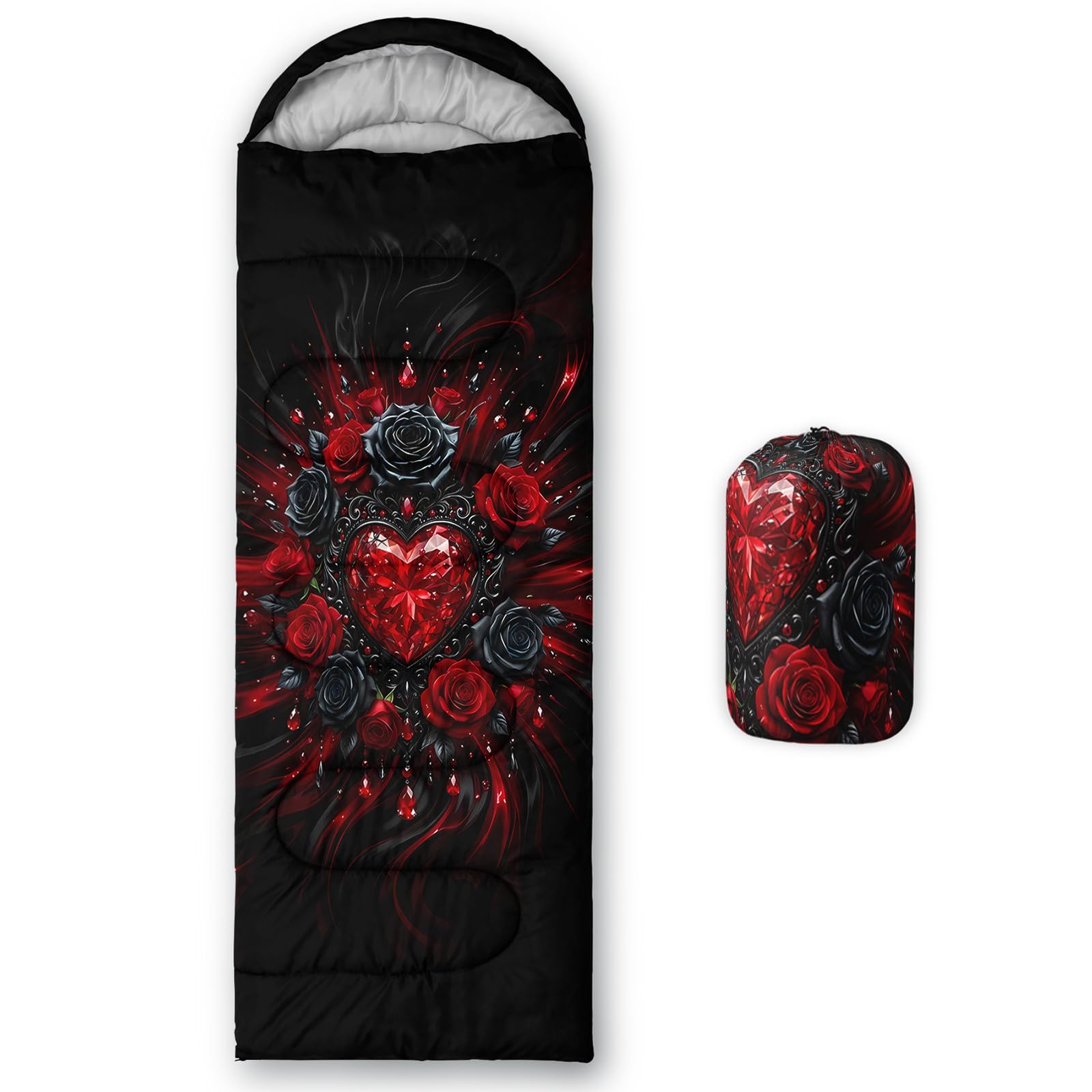 QOOMO Ball Flower Camping Sleeping Bags,3 Season Warm &amp; Cool Weather,Lightweight,Waterproof Sleeping Bags for Adults &amp; Kids,Traveling,and Outdoors,Camping Gear Equipment