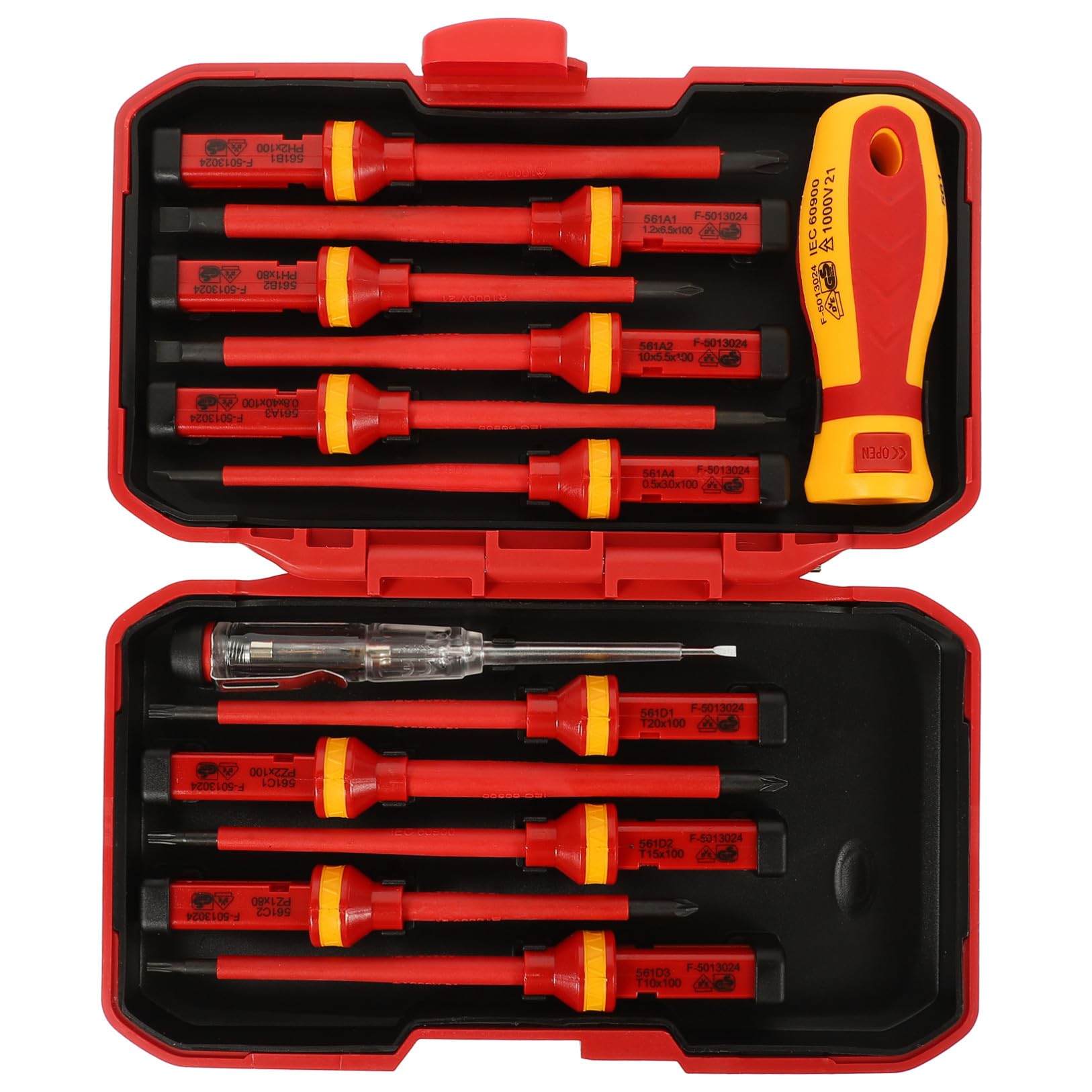 Artibetter Destornilladores Aislados Vde de 1000 V y Mango Ergonómico Set de 13 Puntas Pozidriv Ranuradas de Acero Vanadio para Electricistas Profesionales