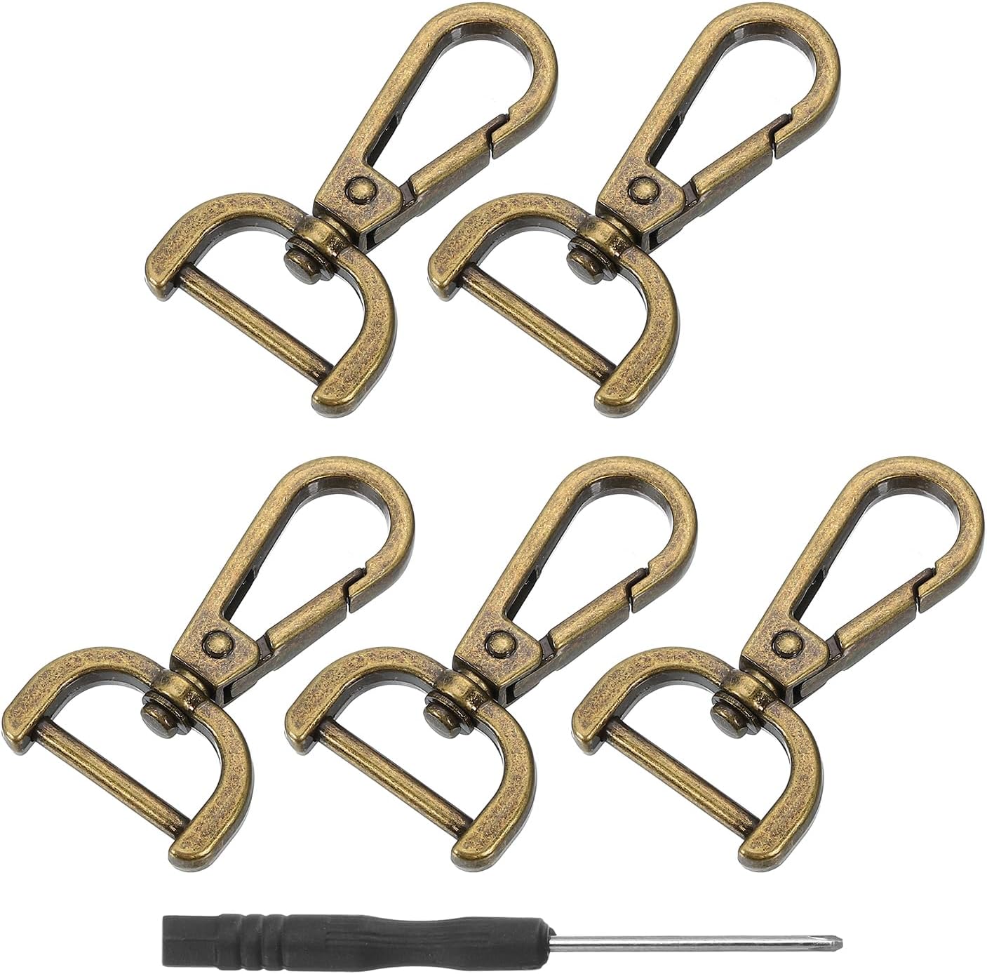 uxcell 1 Set Detachable Snap Hooks, 0.79" D Ring Swivel Clasp for Purses Push Gate Lobster Claw Clasp Fashion Clip Purse Making with Screwdriver, Bronze