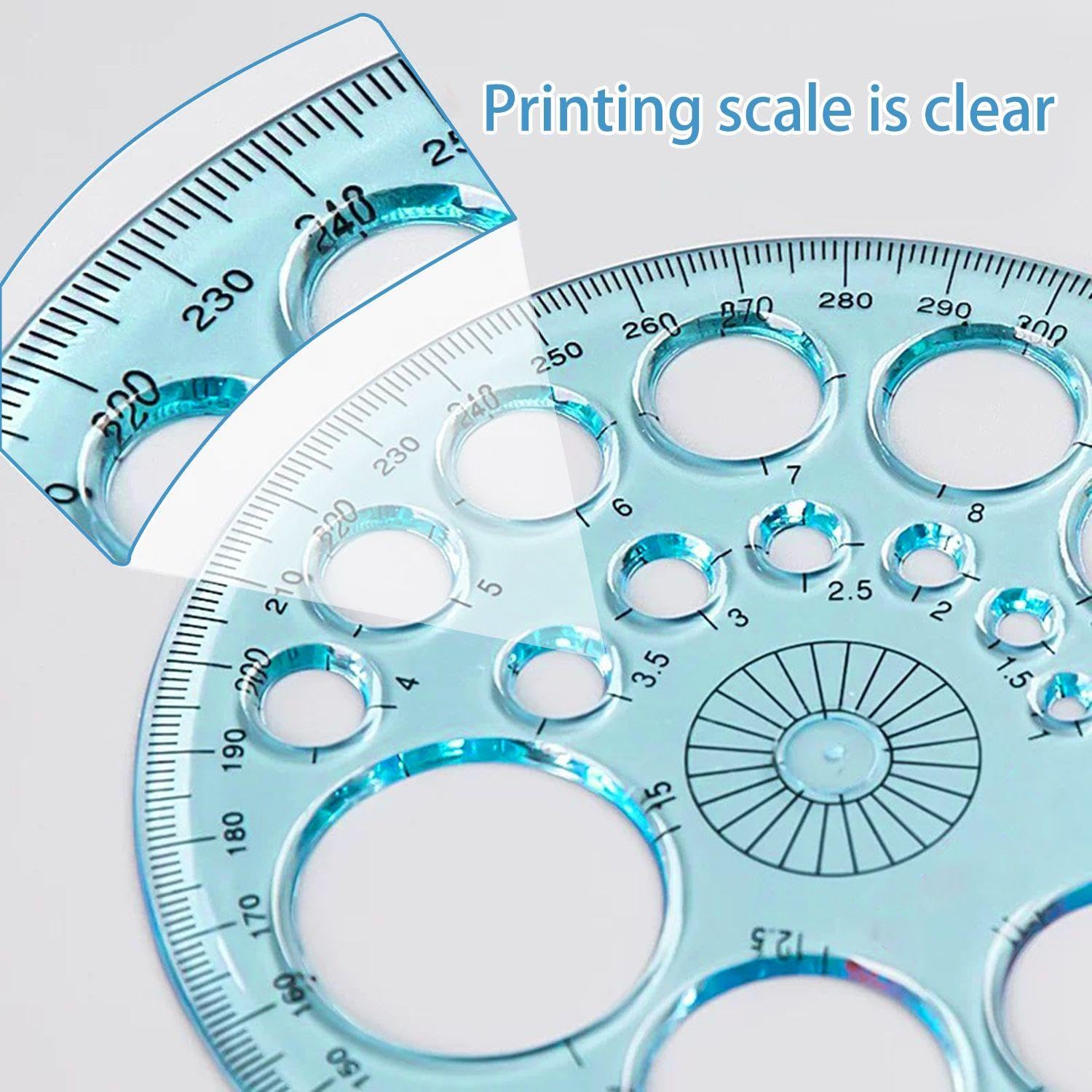2 Righelli Rotondi Geometrici | Per Disegno Tecnico E Artistico | Goniometro 360° E Stencil Cerchi - Foto 6