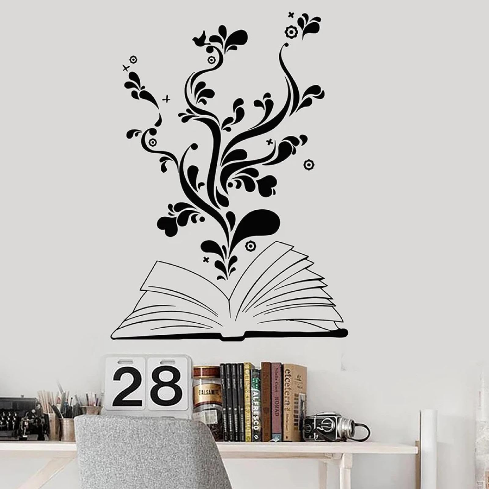 YOUOUSI Book Library Bookstore Open Book wall Decals School Classroom Interior Decoration Vinyl Window Stickers wall Art Decals