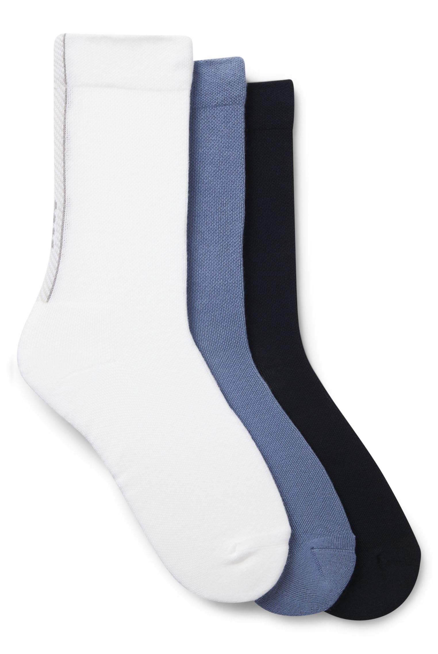 BOSS Mens 3P QS Rib Tape CC Three-pack of regular-length socks with structured tape
