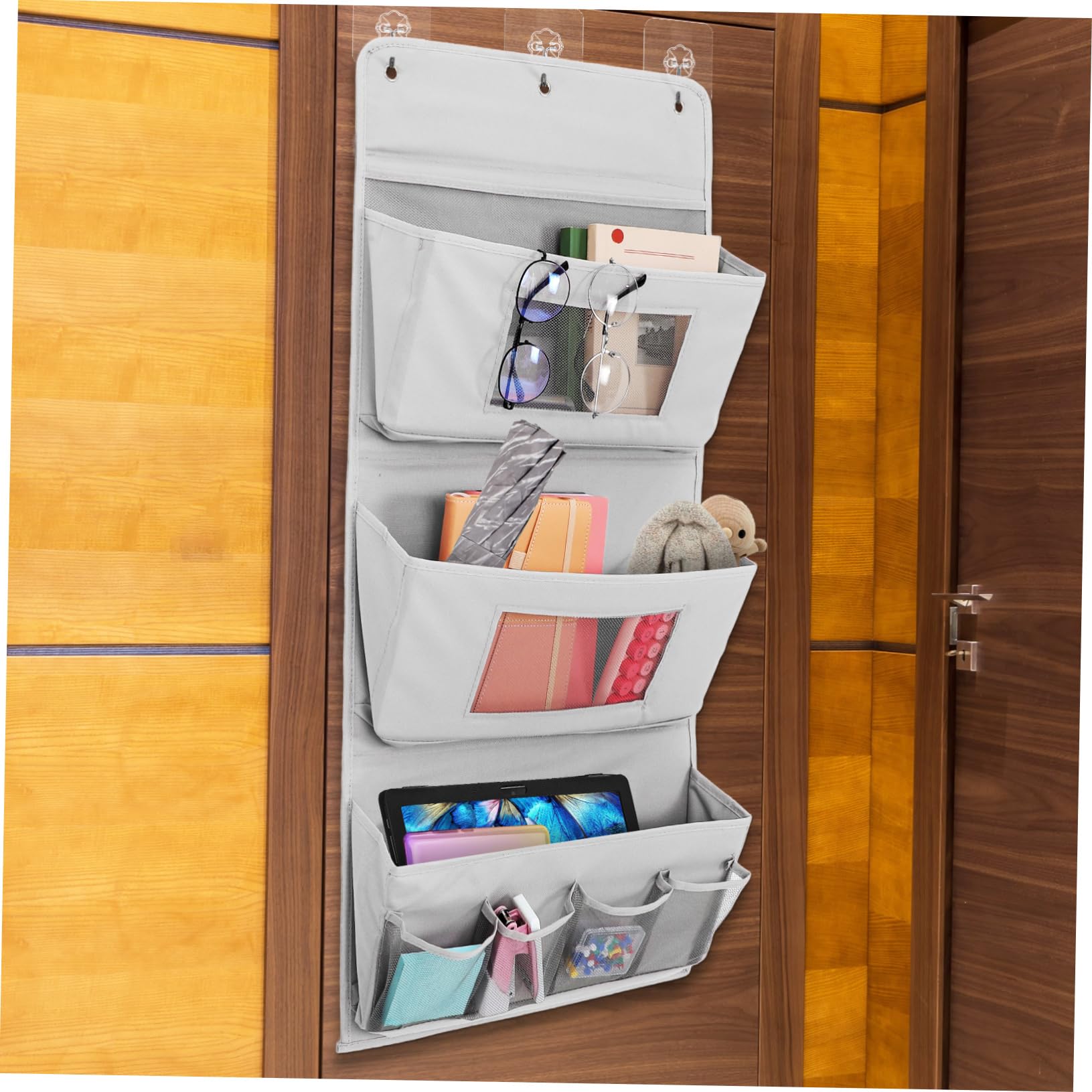 ULTECHNOVO Organizer da Porta Grigio, Tasche Multiple di Varie Dimensioni, Salvaspazio e Lavabile, per Cosmetici e Piccoli Oggetti in Camera da Letto