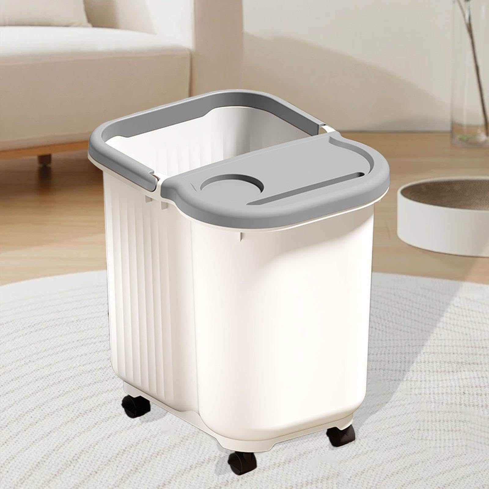 Vaschetta per Pediluvio con Punti Massaggianti, Portatile, per Relax Domestico, con Coperchio, Ideale per Pedicure, Bianco Grigio, L with Wheels