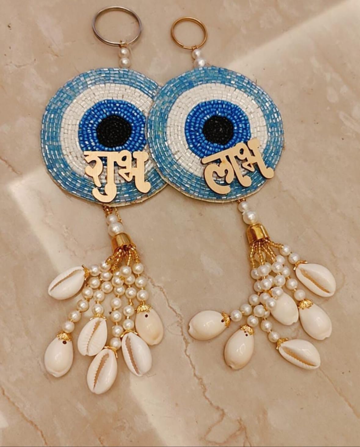 Handmade Evil Eye Shubh Labh Hanging Door Hanging, Corporate Gift, Diwali Gift, Wall Hanging for Home Decor Puja Temple Decor Bandarwal Hanging for Main Door (Blue)-image-35
