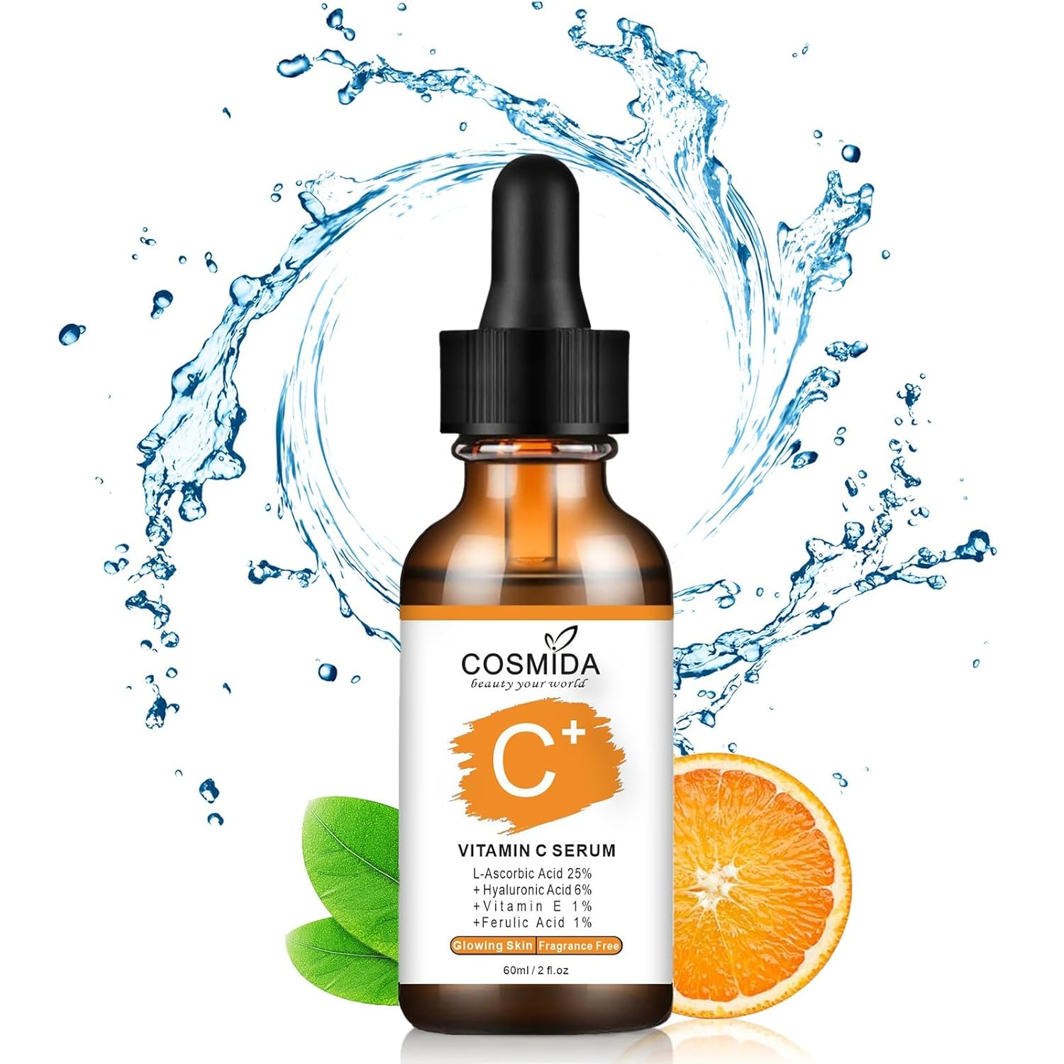 Vitamin C Face Serum with Hyaluronic Acid,Anti Aging Skin Brightening Serum for Dark Spots,Acne,Wrinkles to Visibly Glow,Korean Skin care Ferulic Acid serum for Sensitive Skin