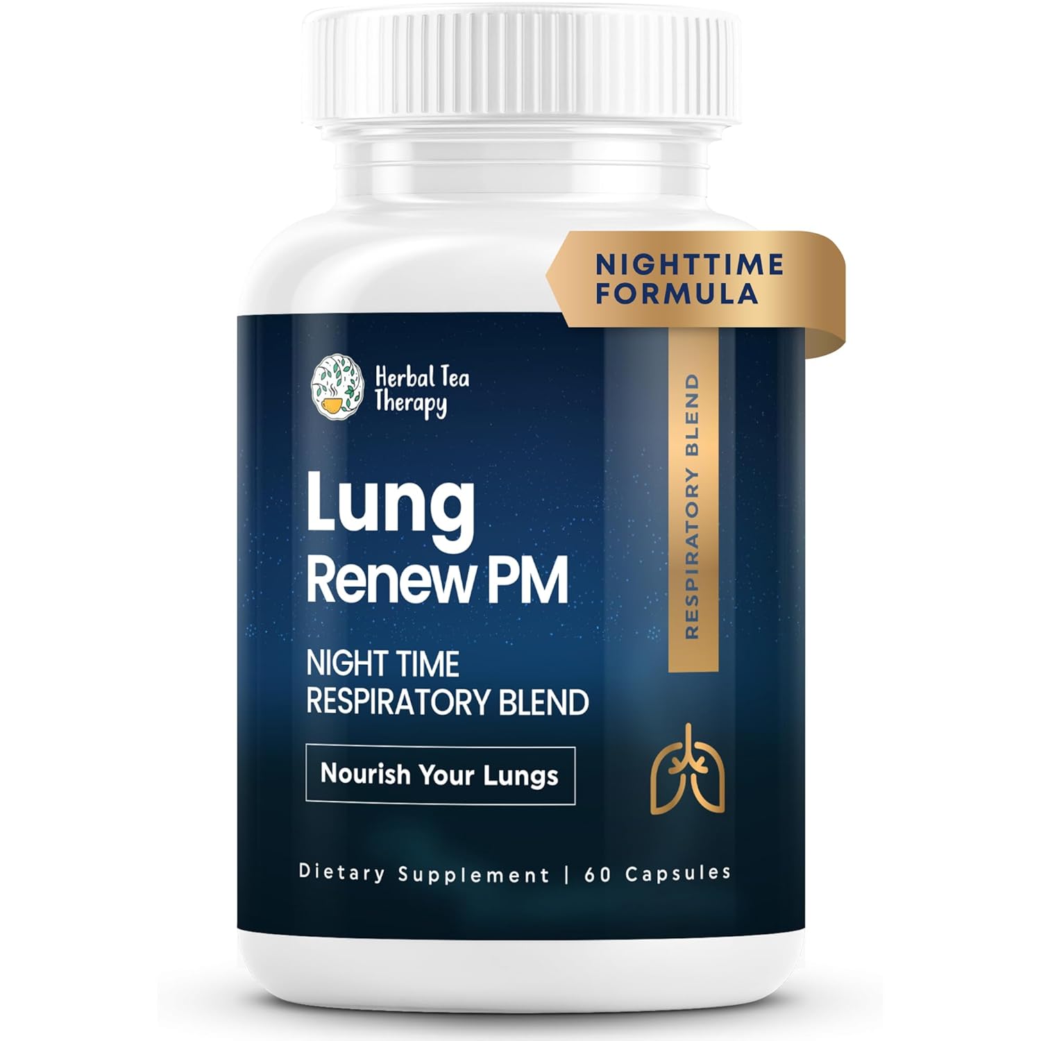 Lung Renew PM – Blend de Folha de Mullein para Saúde Pulmonar Noturna (60 Caps): Desintoxicação Natural para Fumantes com Hortelã e Tomilho - Livre de GMO e Fabricado nos EUA
