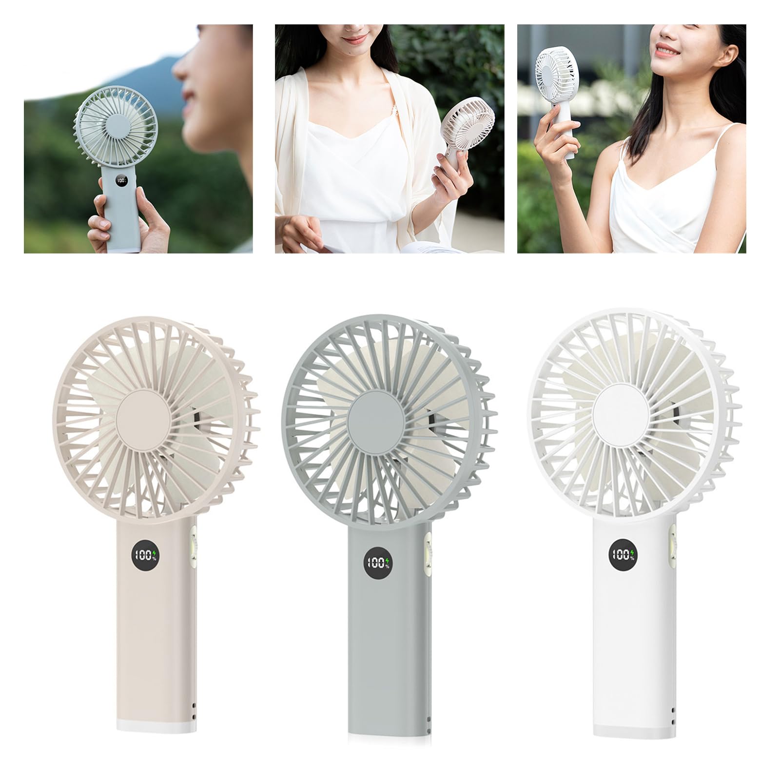 CHENZILIN USB Fan Digital Fan Handheld Fan Small Camping Fan Quiet Fan Air Cooling Fan Office Fan Suitable for Outdoor Use