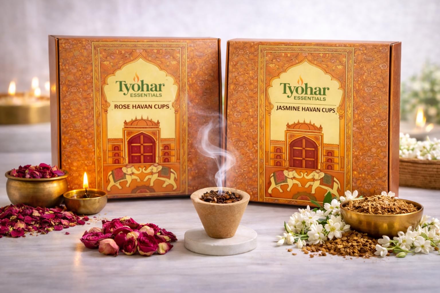 Devotional Rose & Jasmine Havan Cup Combo | Pack of 2 (15 Cups Each) | Natural Floral Dhoop Cups for Pooja, Havan & Meditation-image-36