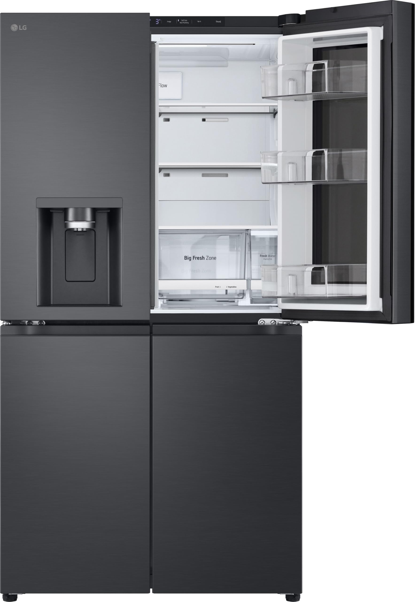 LG GMK961EV3E Multi-Door Kühlschrank mit Gefrierfach (646 L, Energieklasse E) mit InstaView, UVNano, Wassertank, LinearCooling, Total No Frost, Schwarz