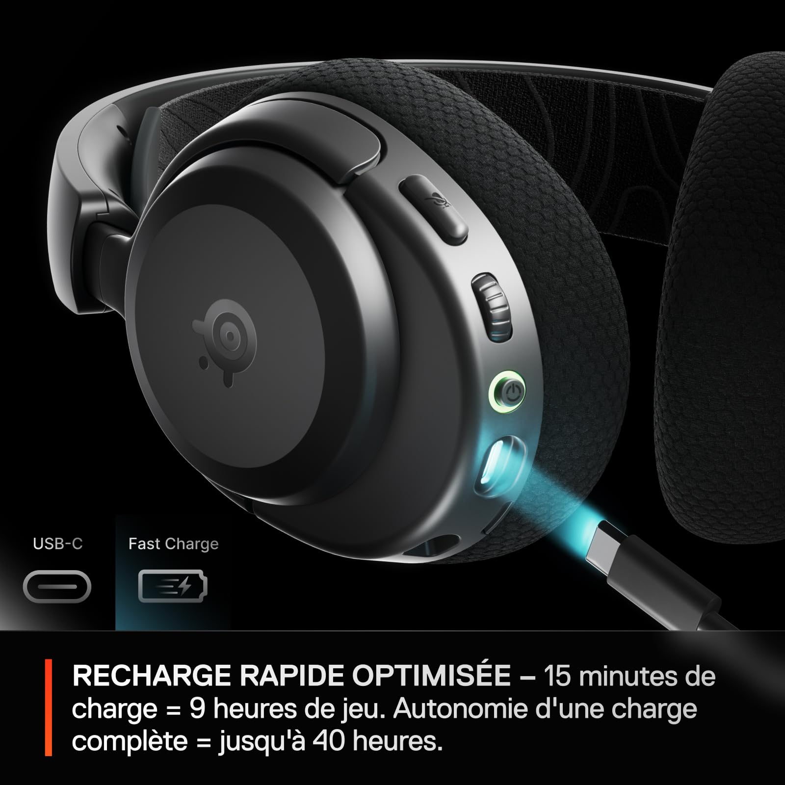 SteelSeries Casque Arctis Nova 3P Wireless - Appli Mobile Companion - Batterie 40h - Haut-parleurs magnétiques en néodyme - 2,4 GHz/Bluetooth - Micro détachable - PS5, PS4, PC, Switch, Mobile -Noir