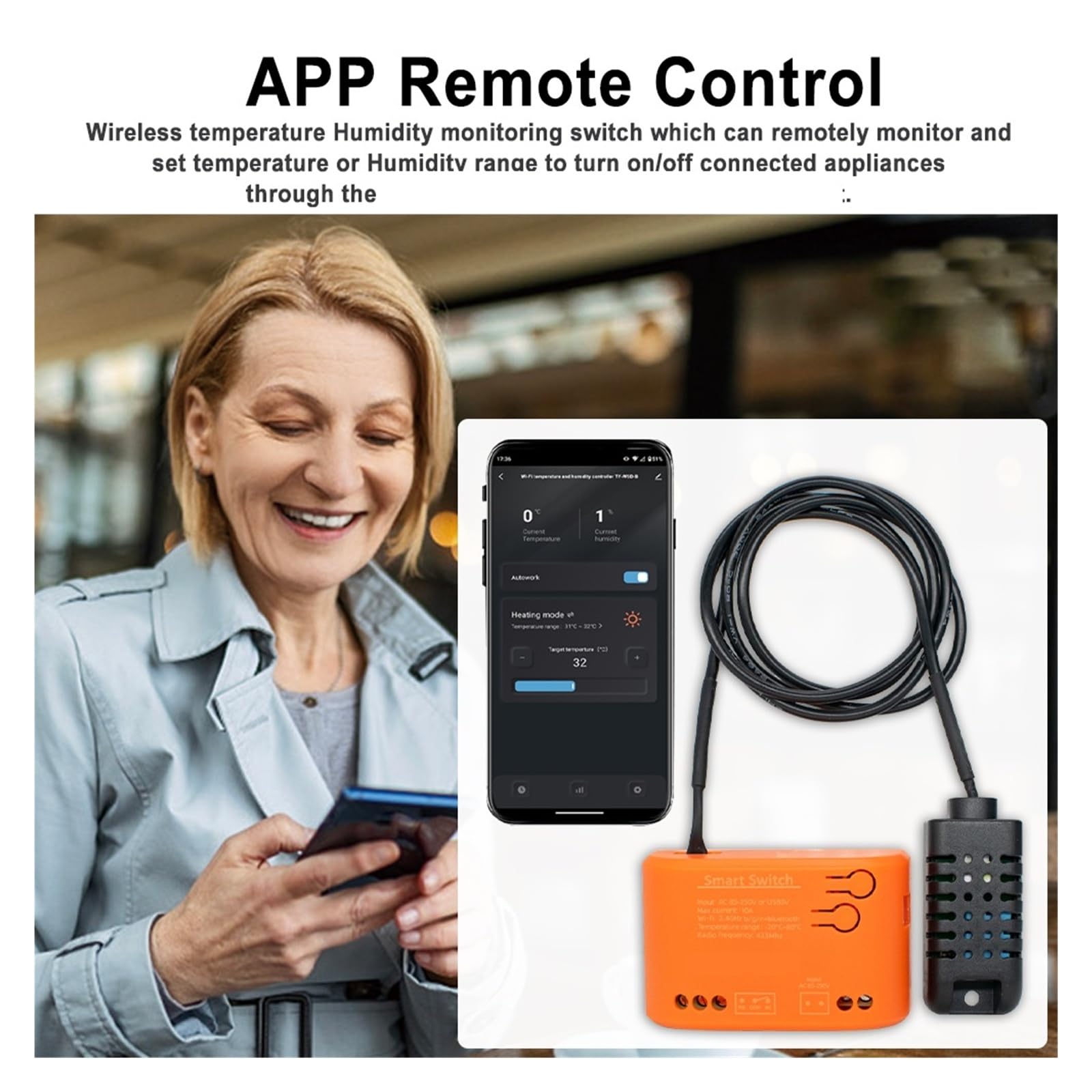 Temporizador de temperatura y humedad con wifi, control de temperatura y aplicación for acuarios. control de temperatura