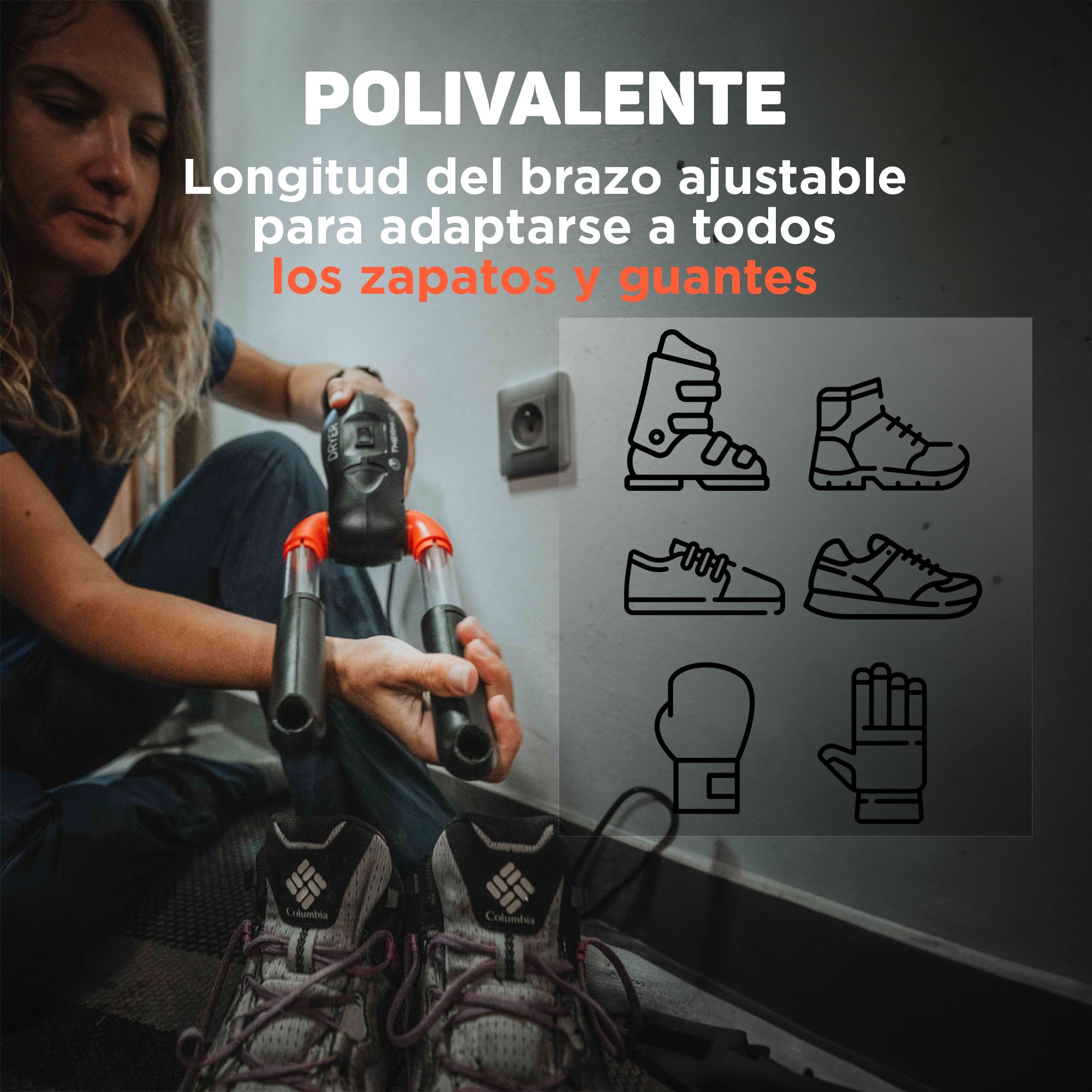 Therm-Ic Dryer Secador de calzado, Secado rápido, Compacto y silencioso, Para botas, botines, botas de esquí, Brazos extensibles, Fácil de manejar