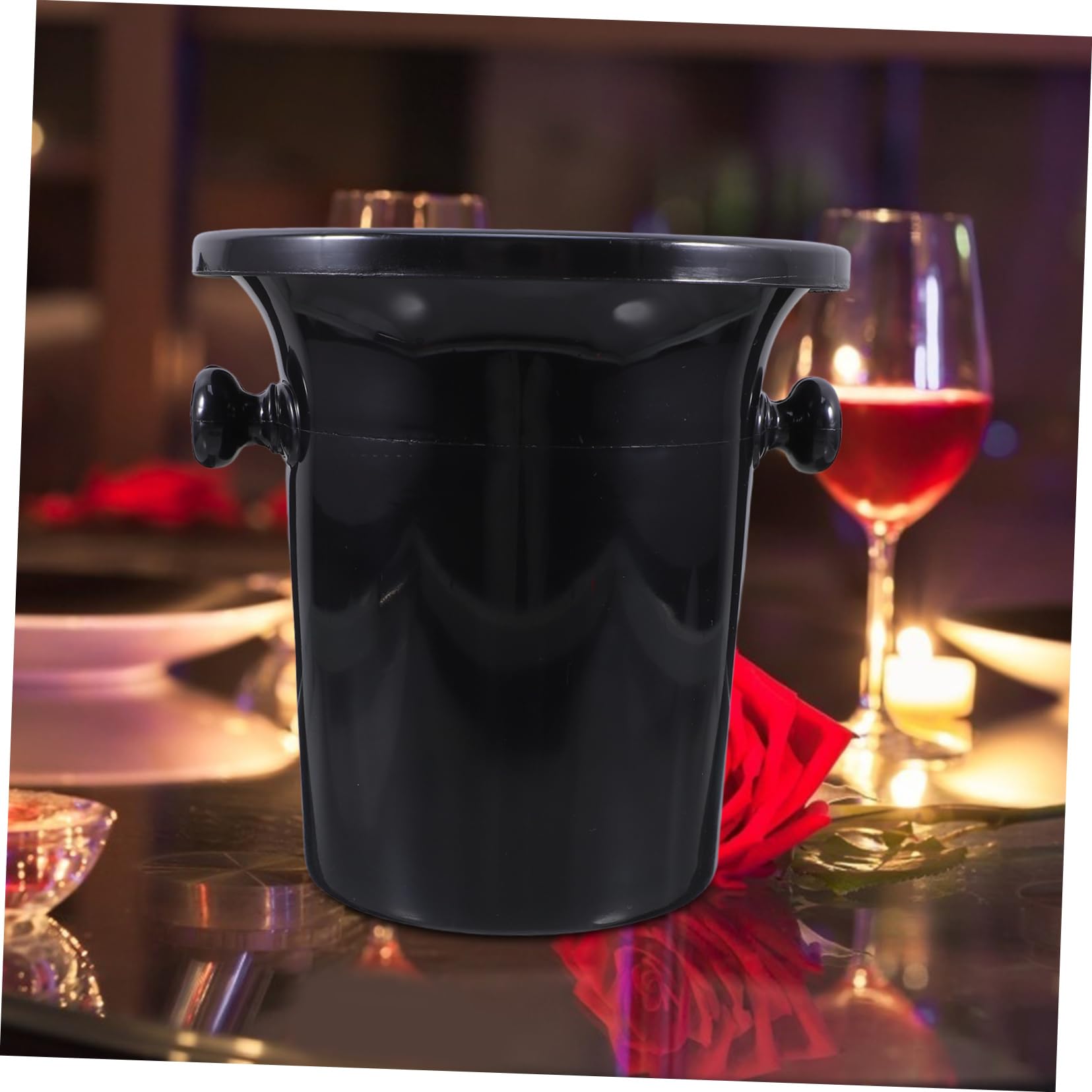 Escupideras para Degustación para Cata de Vinos Negras de Plástico Doble Oreja Cubos Redondos Occidentales en Fiestas y Exhibiciones
