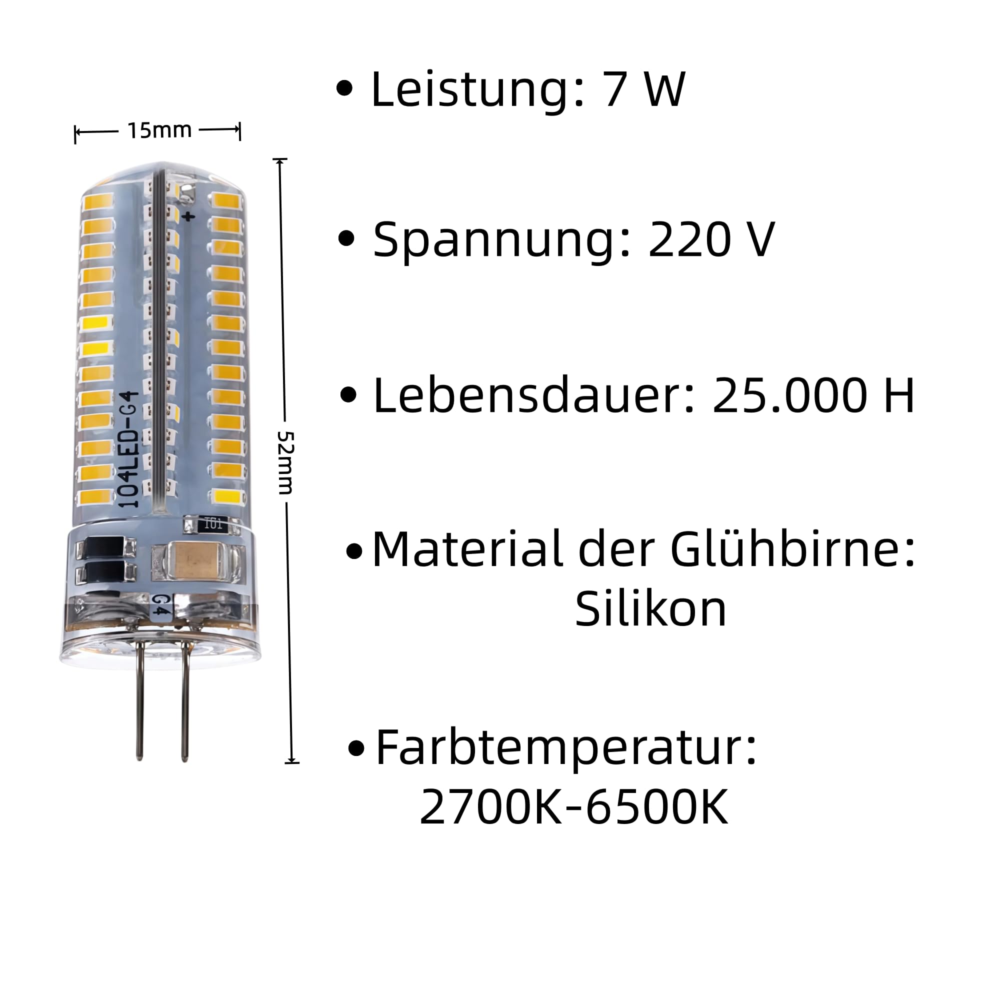 G4 LED Lampe 220V T3 Bi-Pin 1,5W-12W Flimmerfrei 10PCS(7W/Warmes Licht)