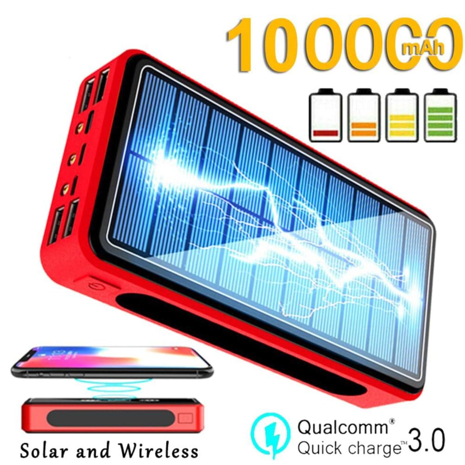 fUfIzU Caricabatterie Solare 100000Mah Impermeabile Qi Wireless Power fUfIzU Caricabatterie Solare 100000Mah Impermeabile Qi Wireless Power