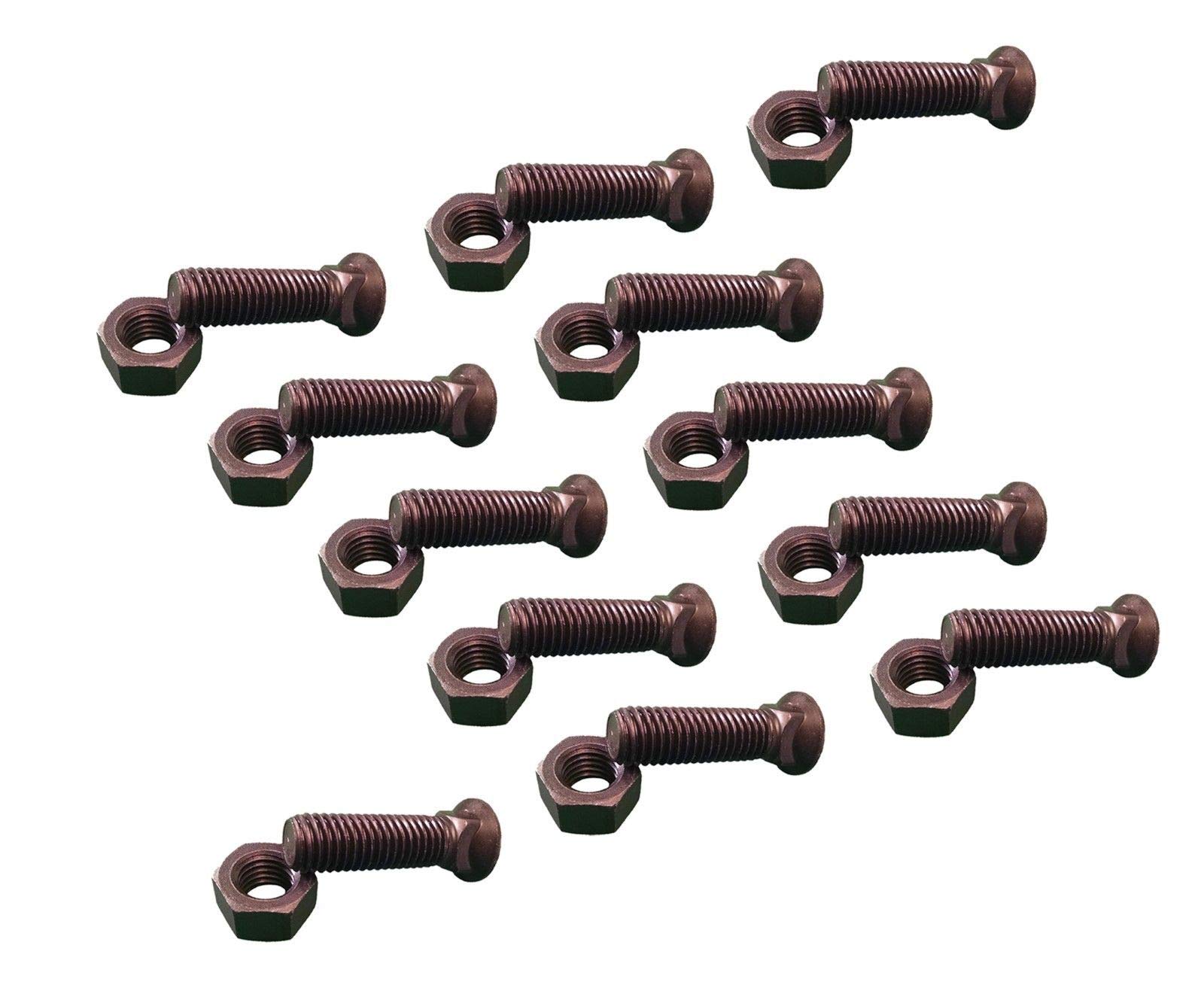 12 - Plow Bolt & Nut for Blades/Cutting Edge, 5/8-11x2 1/2 - Grade 8, Dome Head